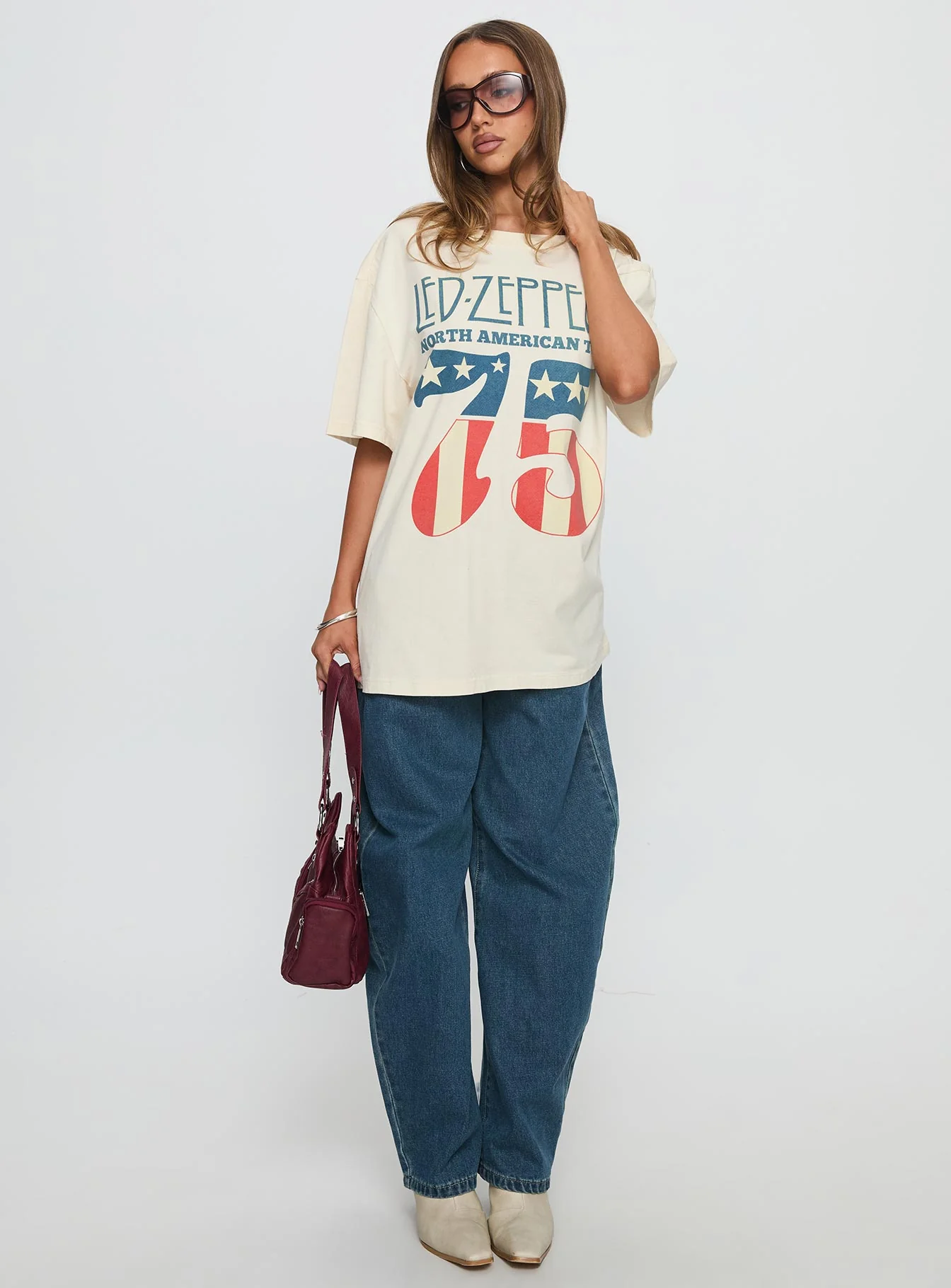 4th July Led Zepplin Oversized Tee White - Image 3