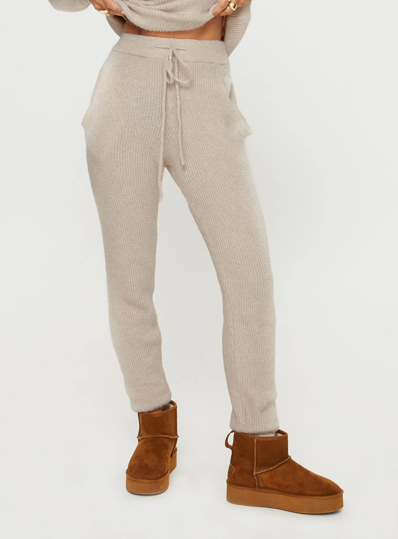 Abrams Rib Knit Pant Beige - Image 2