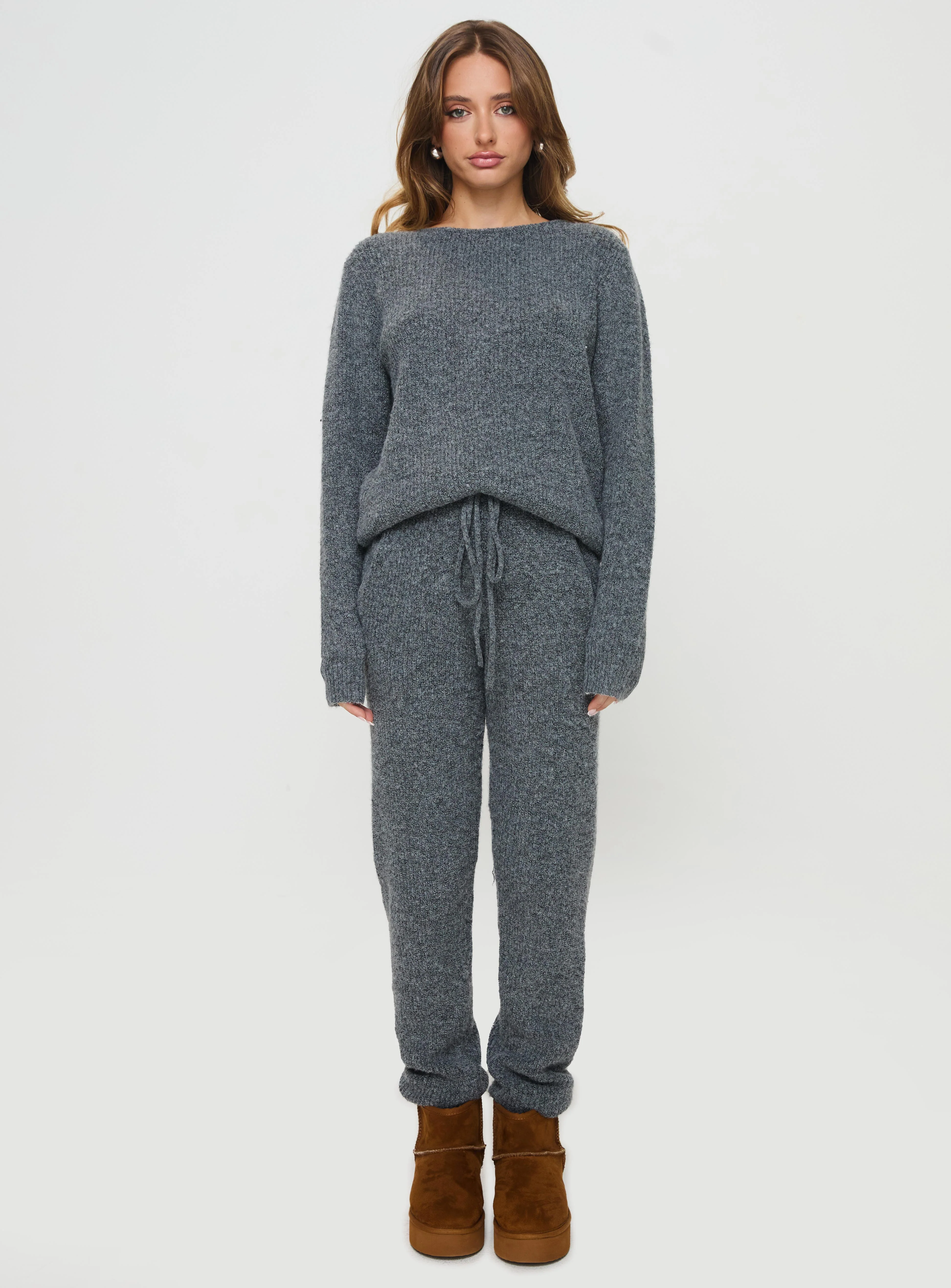 Abrams Rib Knit Pants Charcoal Marle - Image 7
