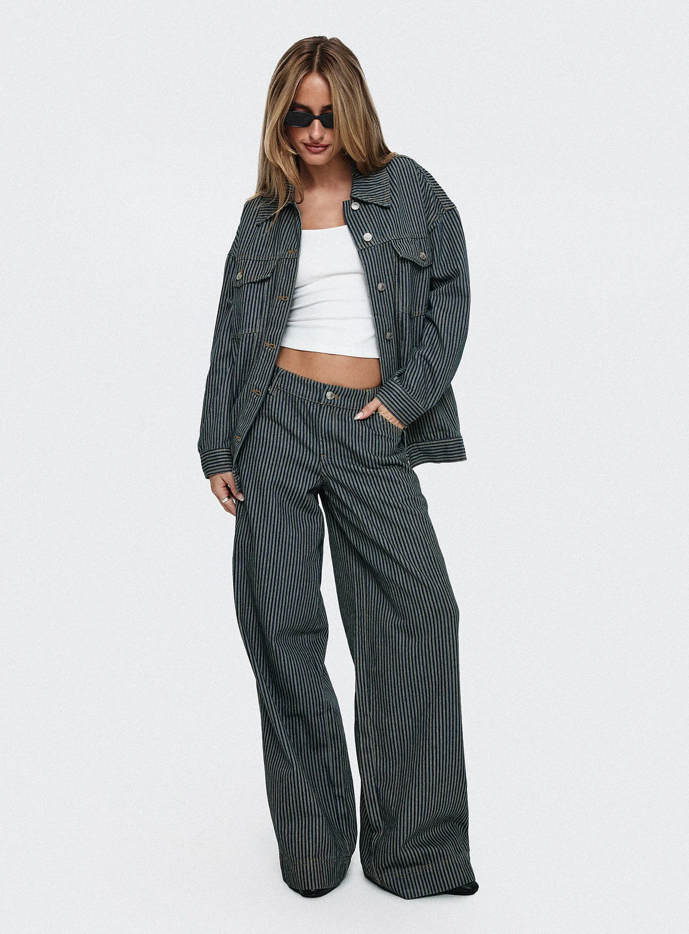 Actually Invested Jacket Denim Stripe - Image 9