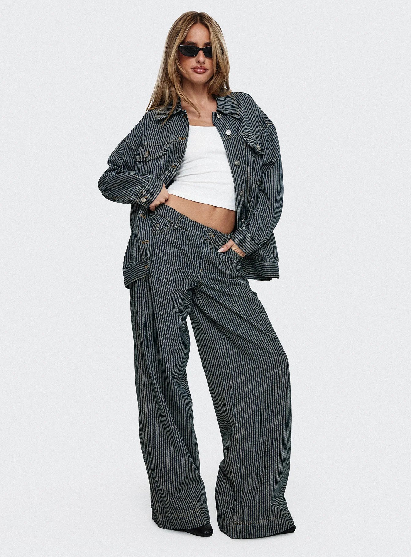 Actually Invested Low Rise Pants Denim Stripe - Image 9