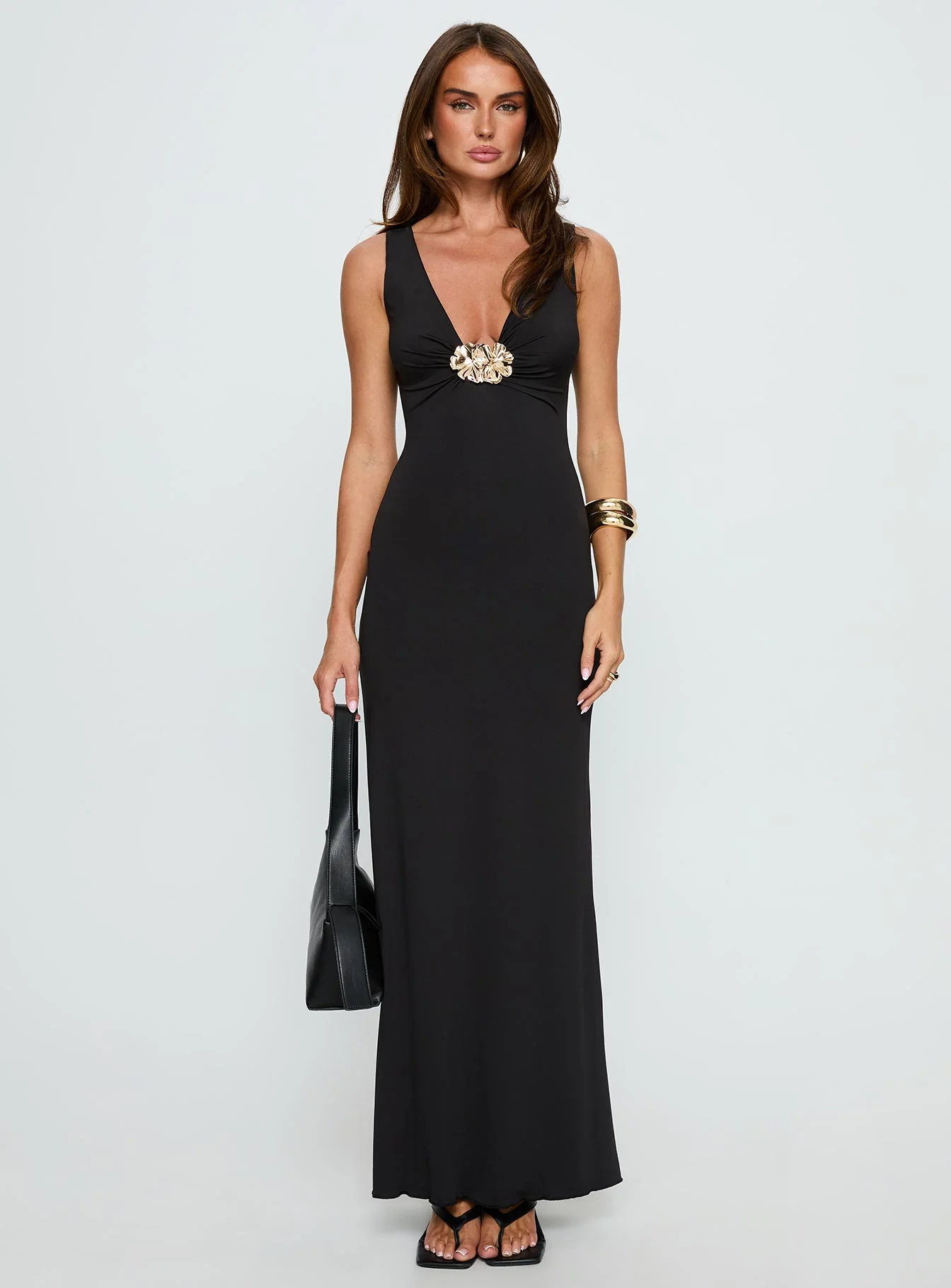 Adalie Hardware Plunge Maxi Dress Black - Image 7