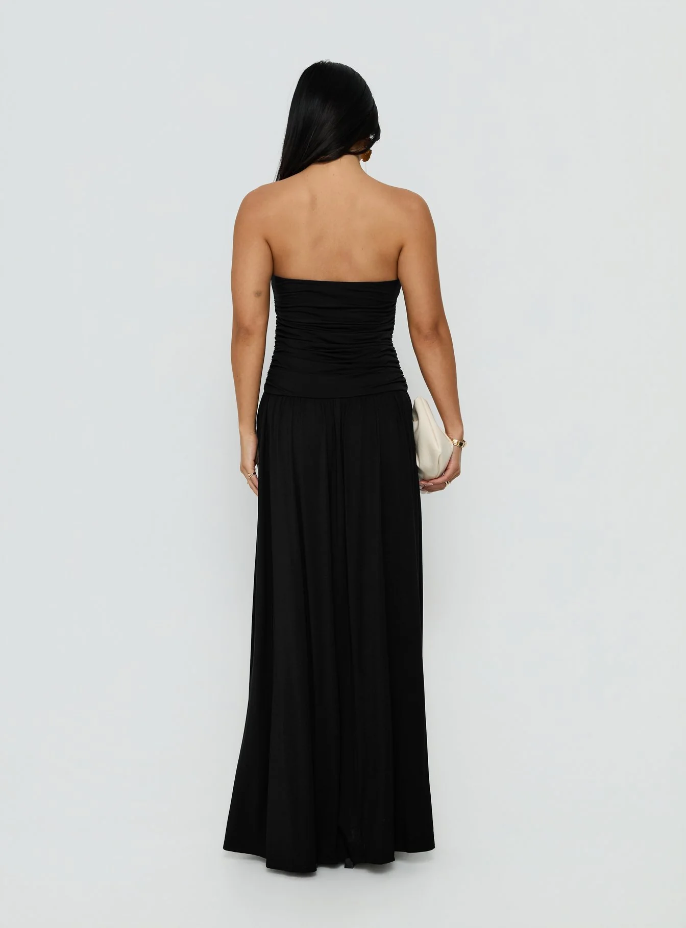 Adalisa Strapless Ruched Maxi Dress Black - Image 4