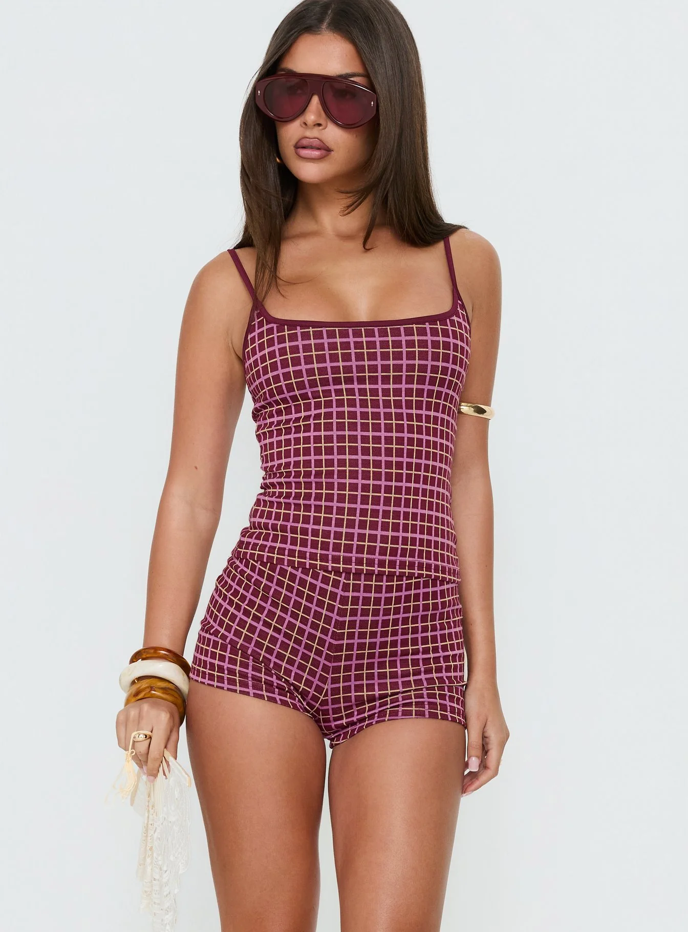 Aderis Micro Shorts Red Check - Image 2