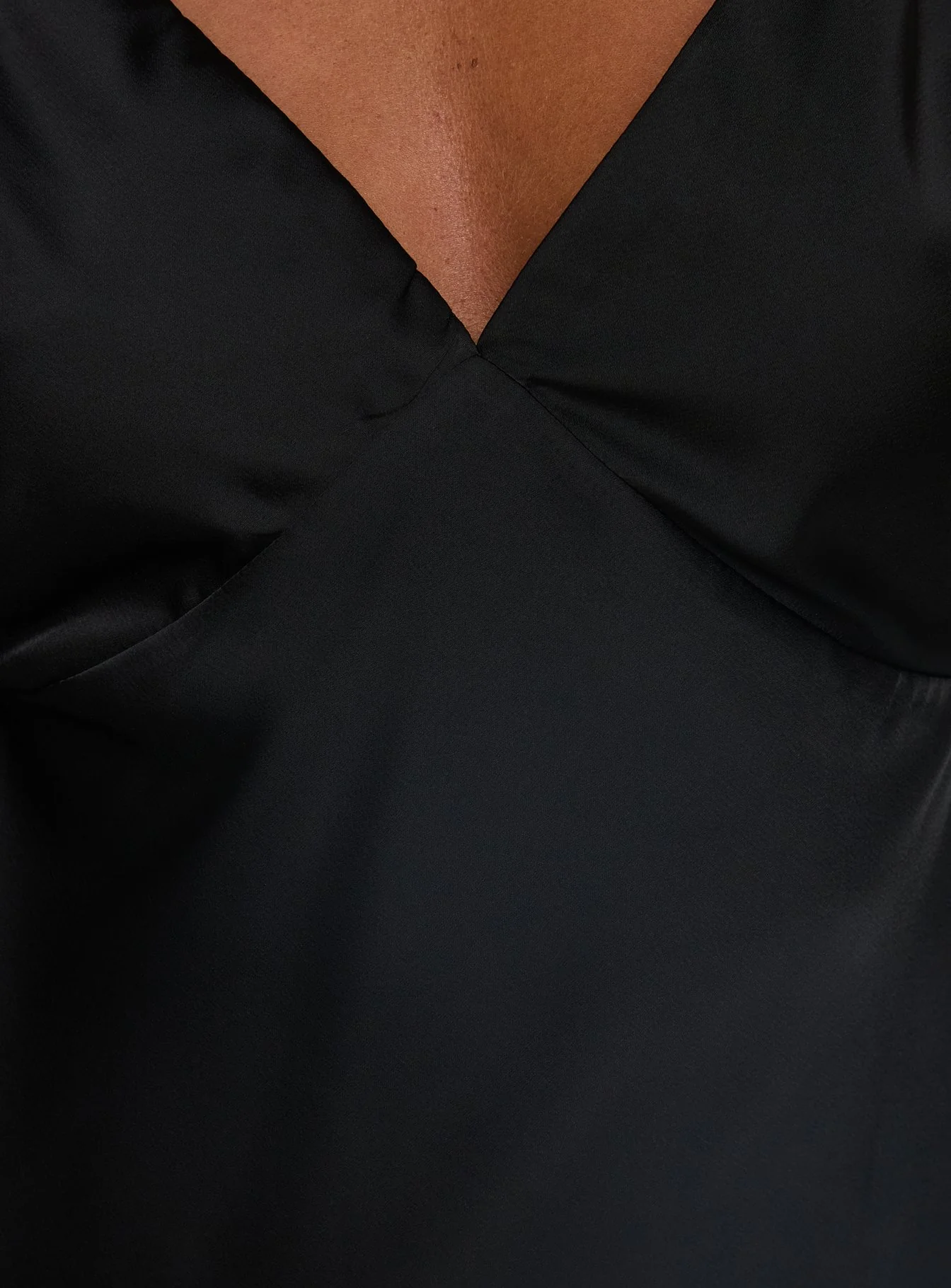 Adette V Neck Satin Mini Dress Black - Image 5