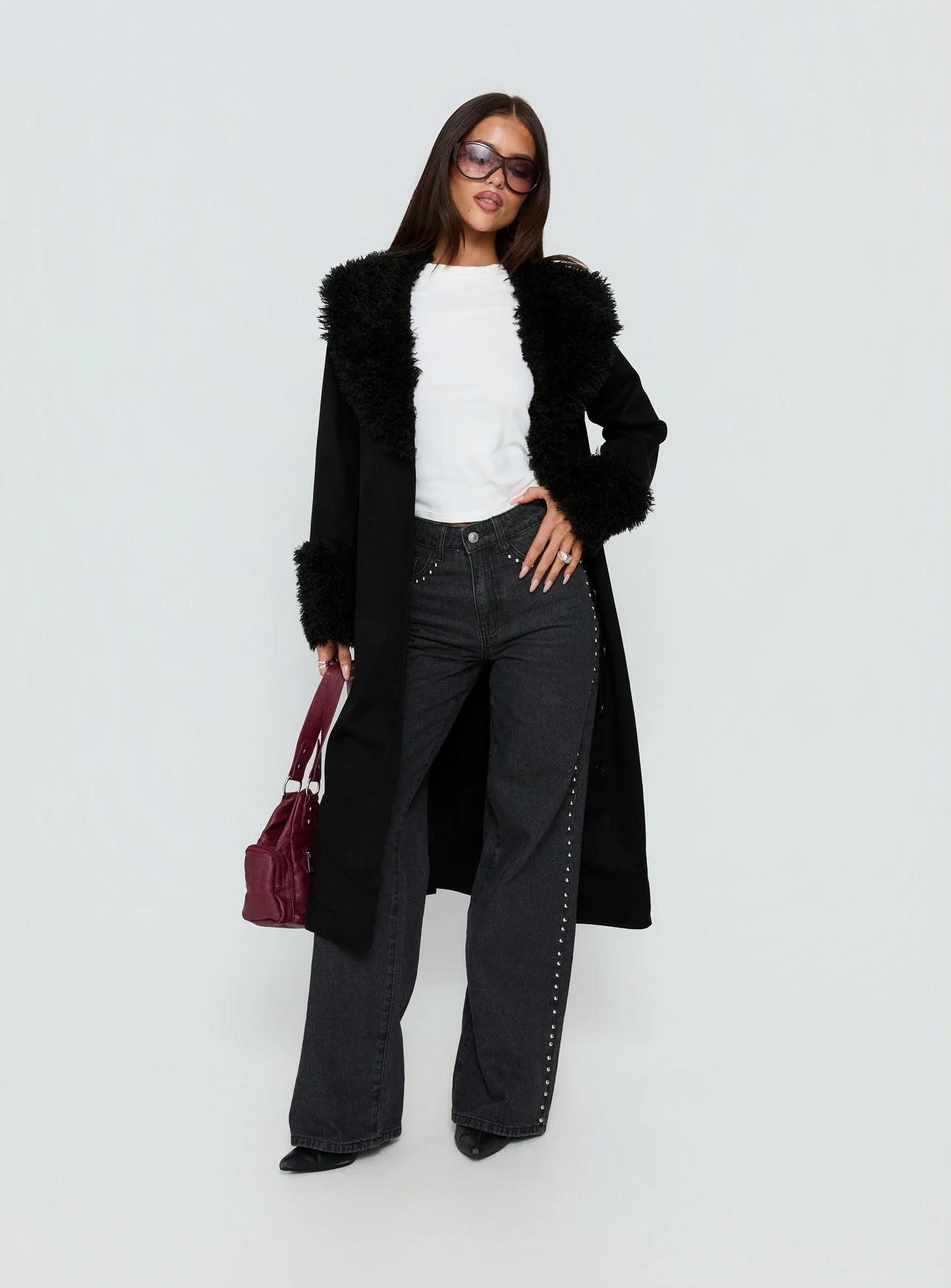 After Party Shearling Jacket Black - Image 2