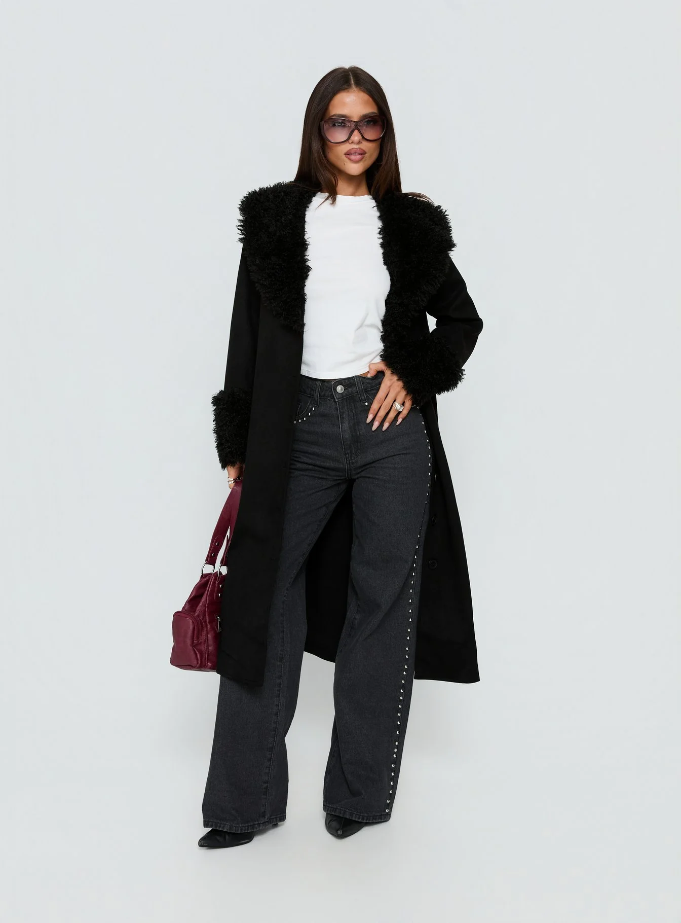 After Party Shearling Jacket Black - Image 3