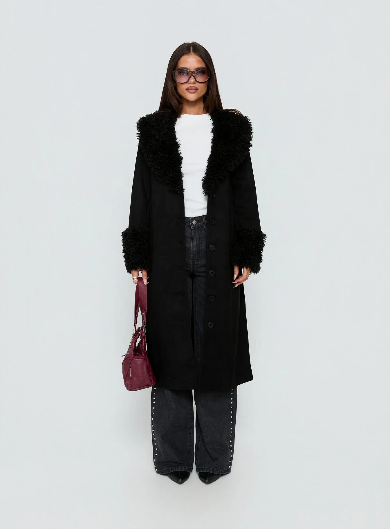 After Party Shearling Jacket Black - Image 8