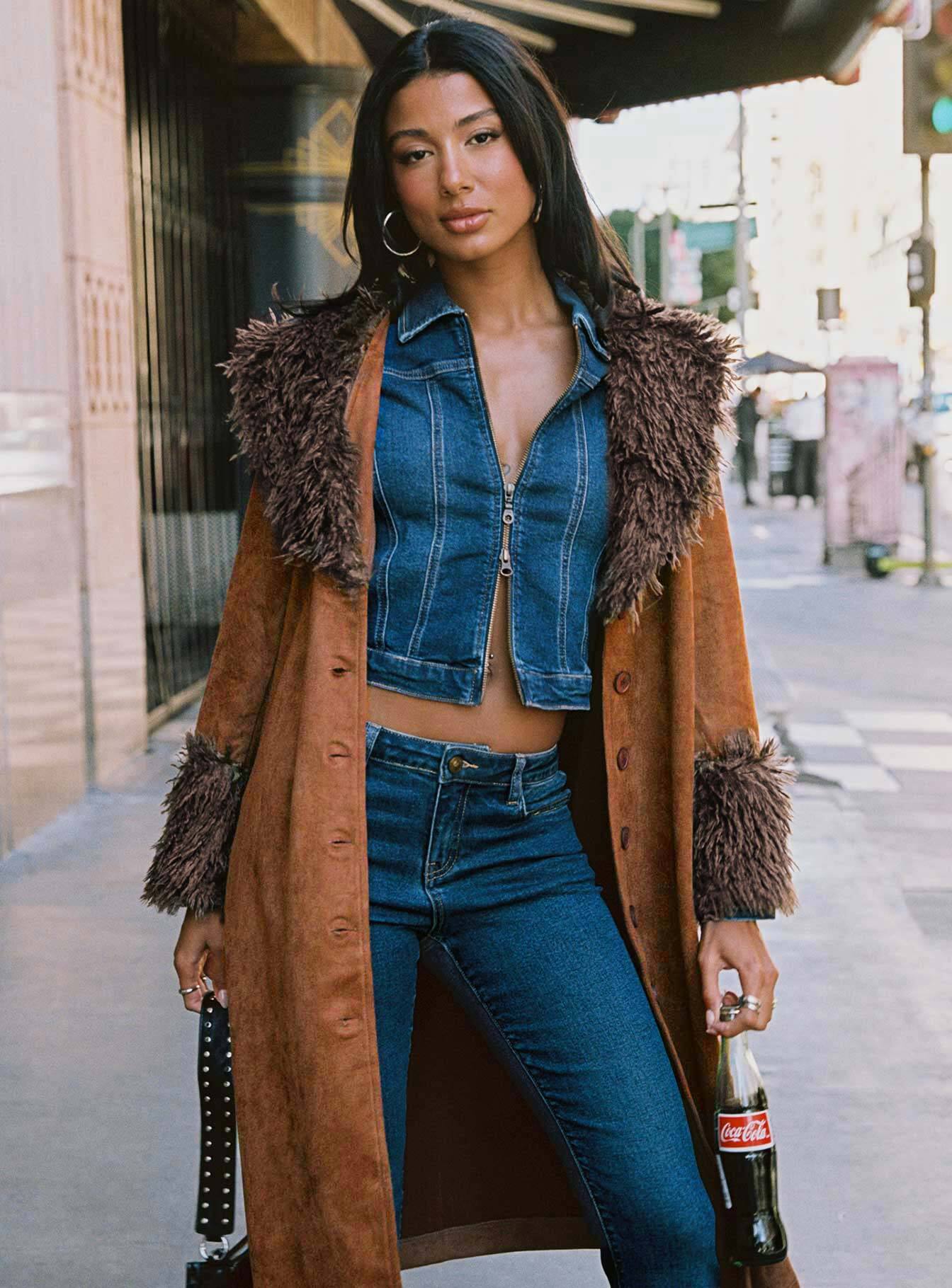 After Party Shearling Jacket Brown - Image 13