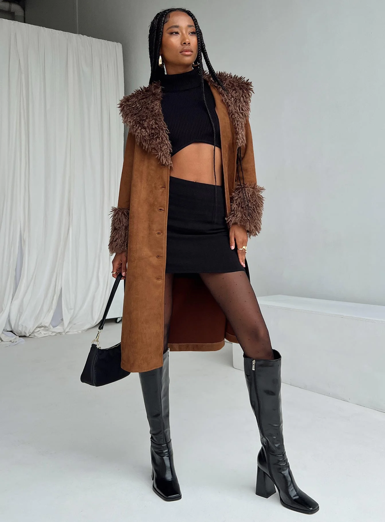 After Party Shearling Jacket Brown - Image 8