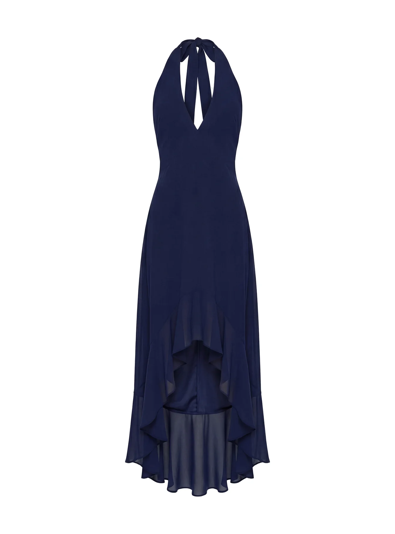 Agata Halter Frill Maxi Dress Navy - Image 10