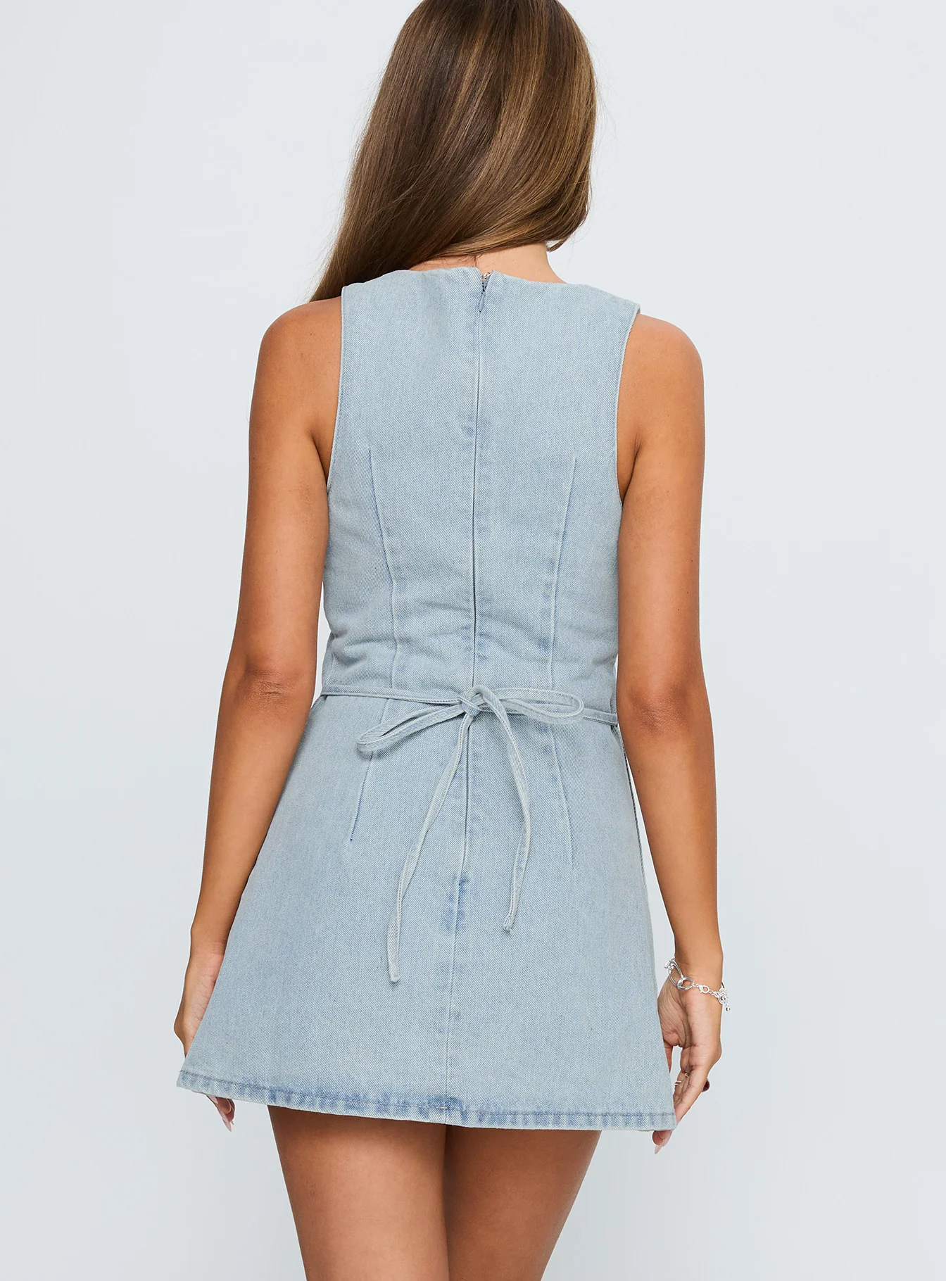 Ainsleigh Shift Denim Playsuit Light Wash Petite - Image 5