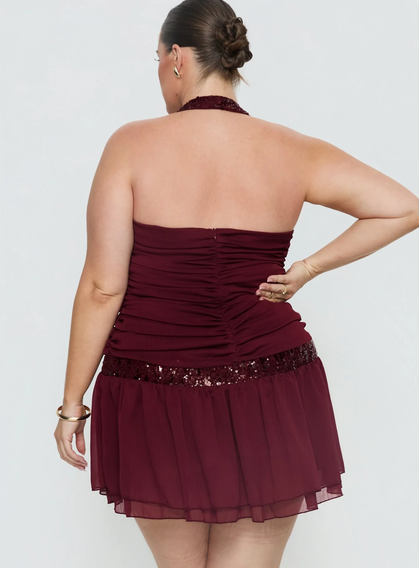 Aisleigh Sequin Halter Mini Dress Berry Curve - Image 5