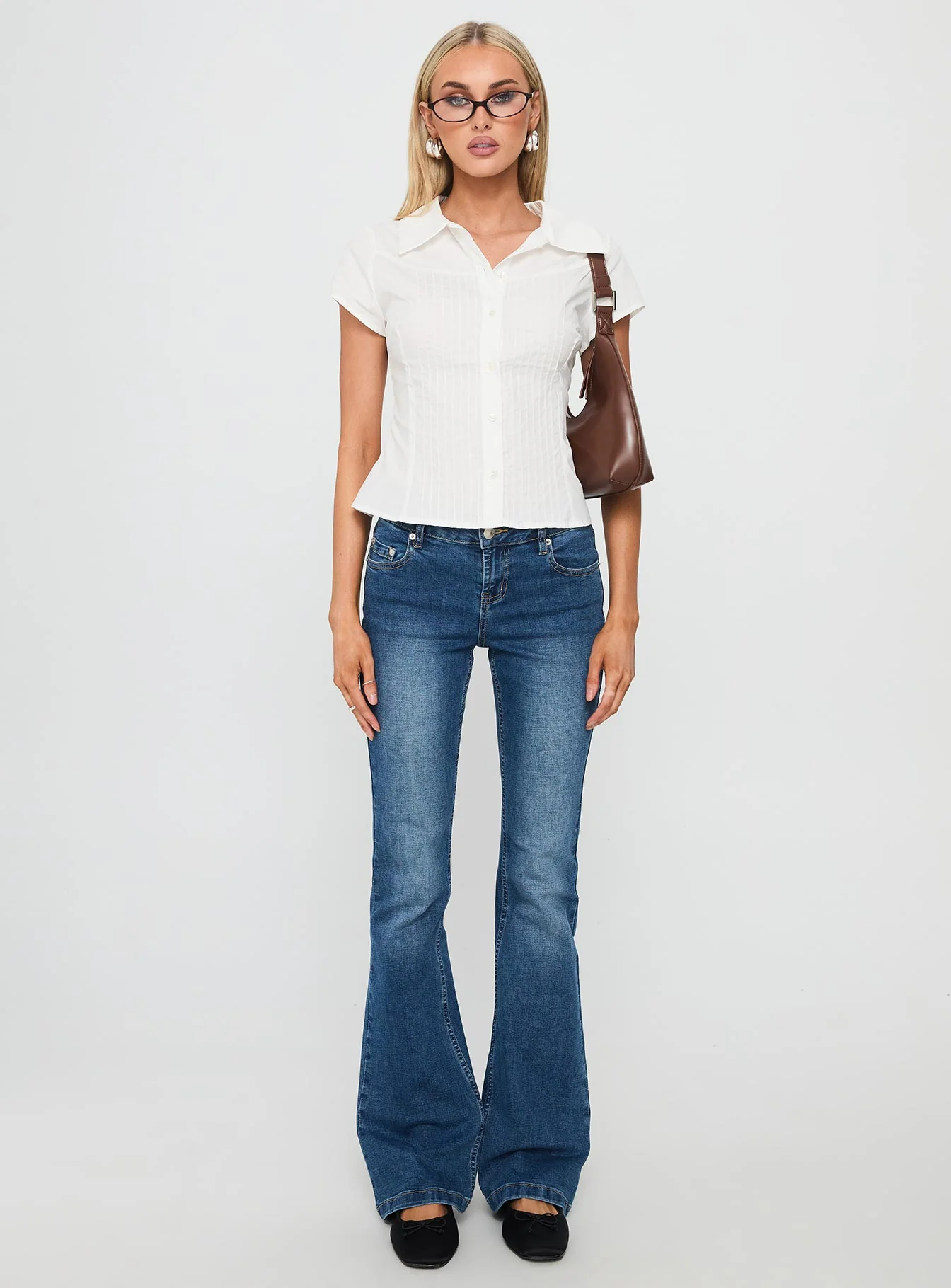 Akiyo Button Up Blouse Top White - Image 7