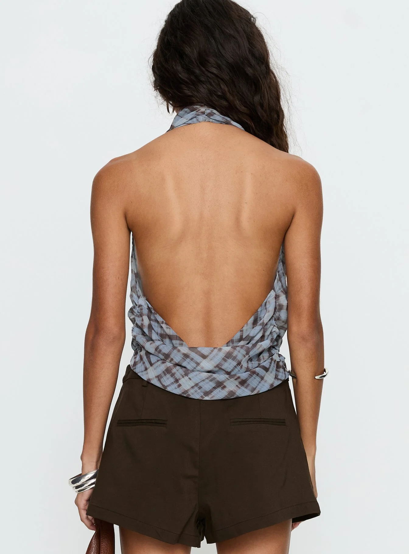 Aldana Plunge Neck Top Multi Check - Image 5