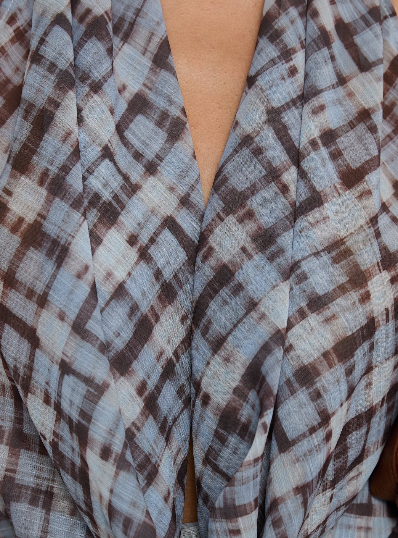 Aldana Plunge Neck Top Multi Check - Image 6