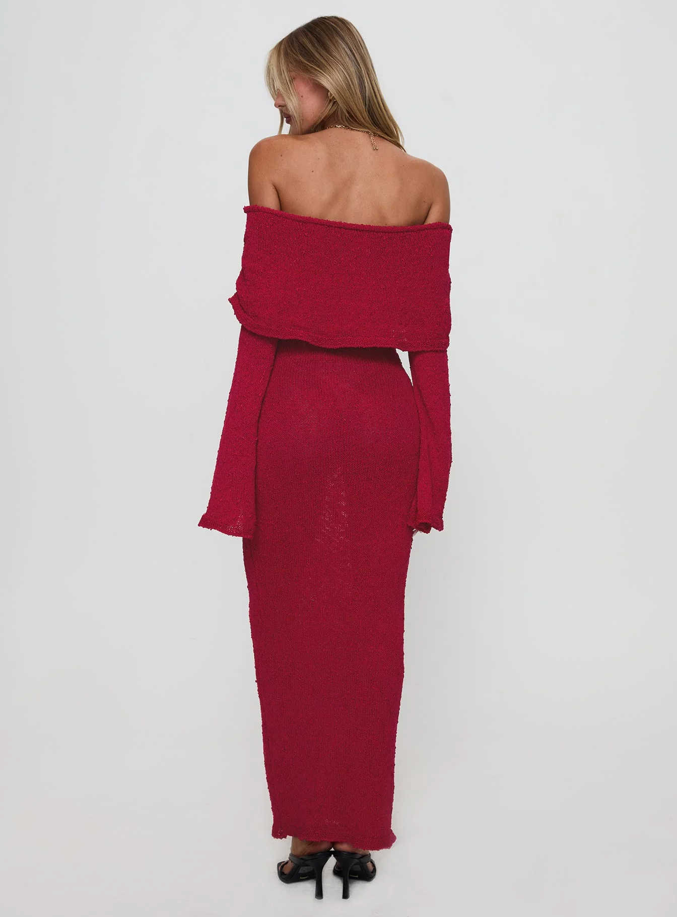Aleyah Long Sleeve Maxi Dress Burgundy - Image 5