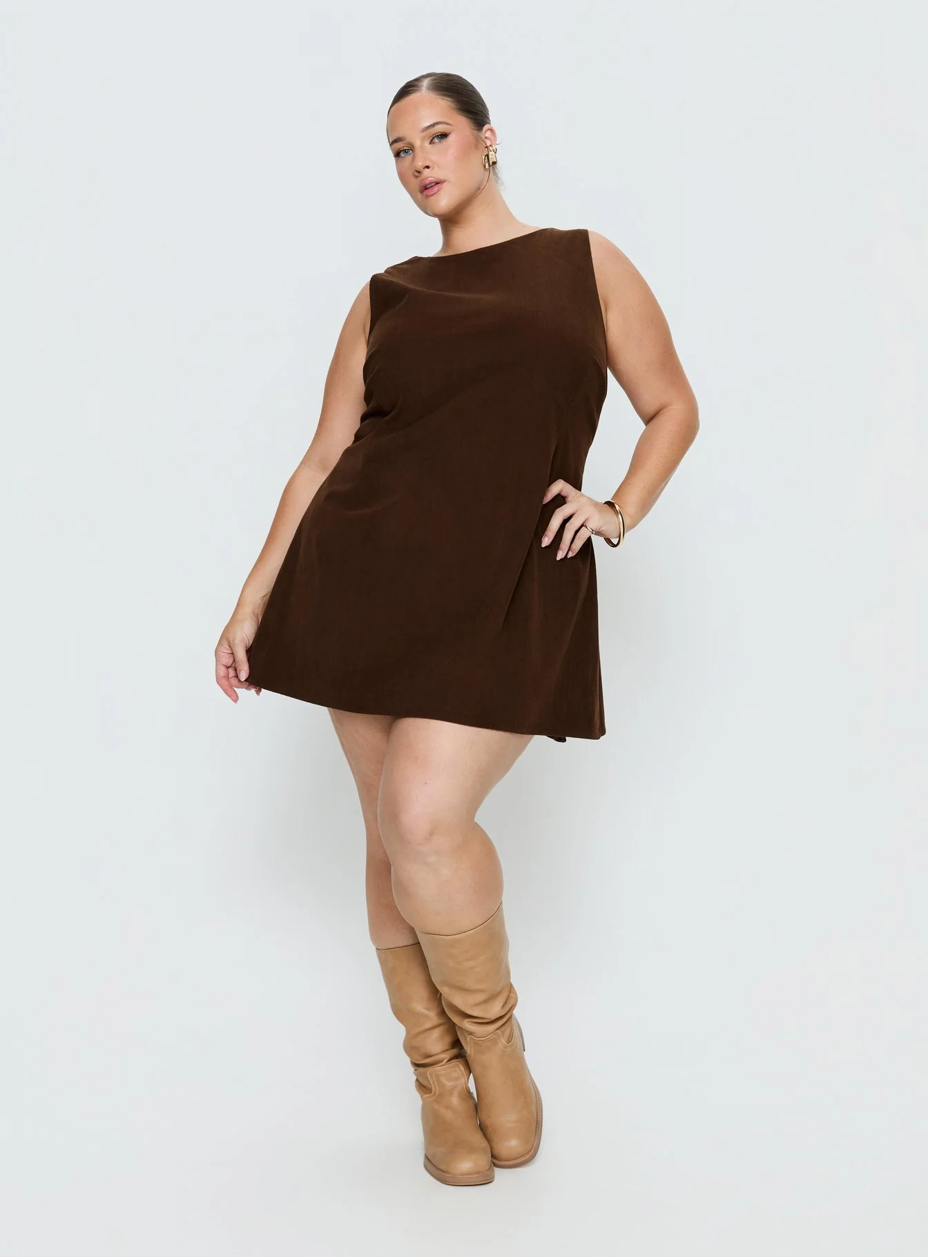 Alfalfa Corduroy Mini Dress Chocolate Curve - Image 2