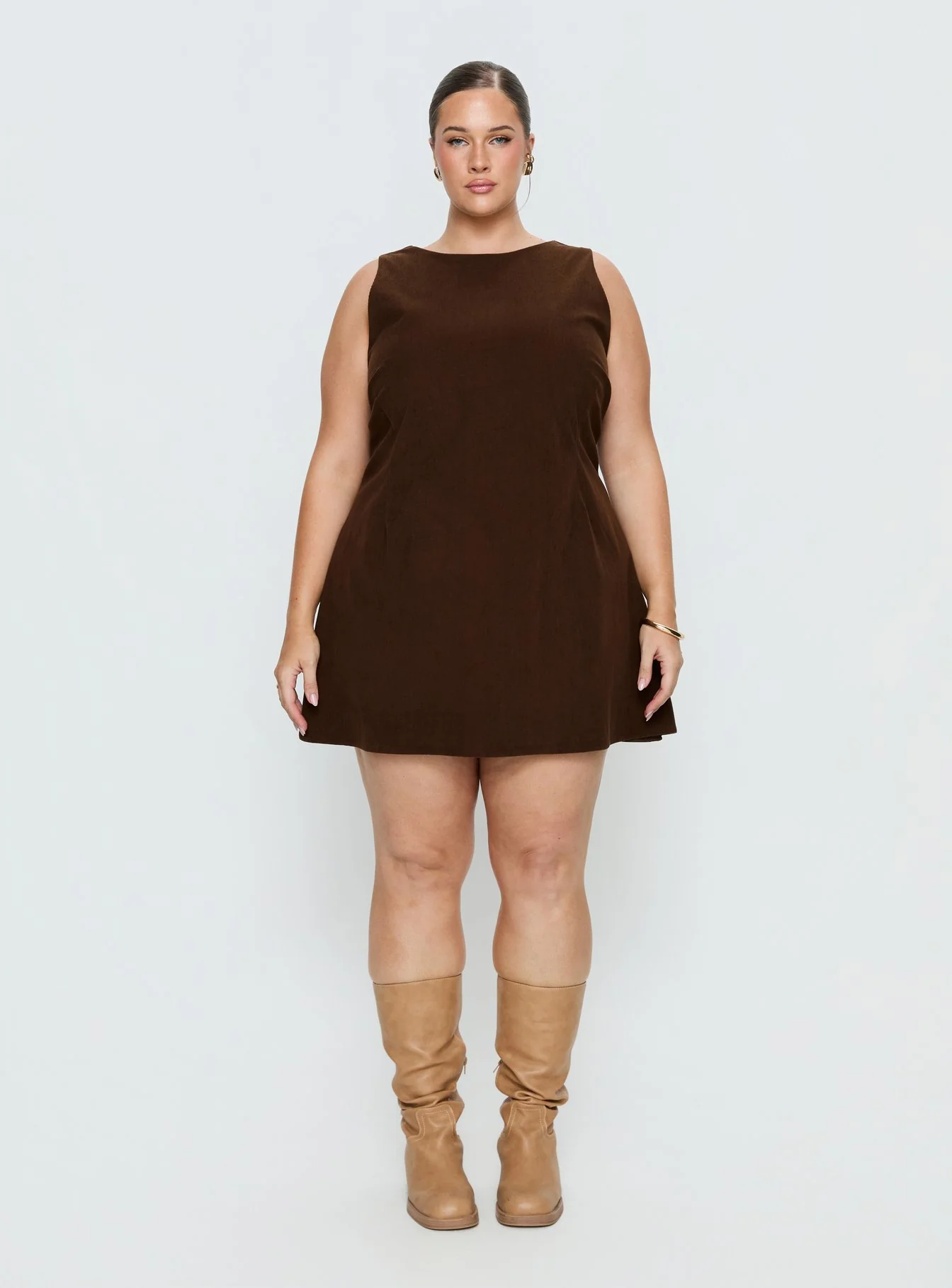 Alfalfa Corduroy Mini Dress Chocolate Curve - Image 6