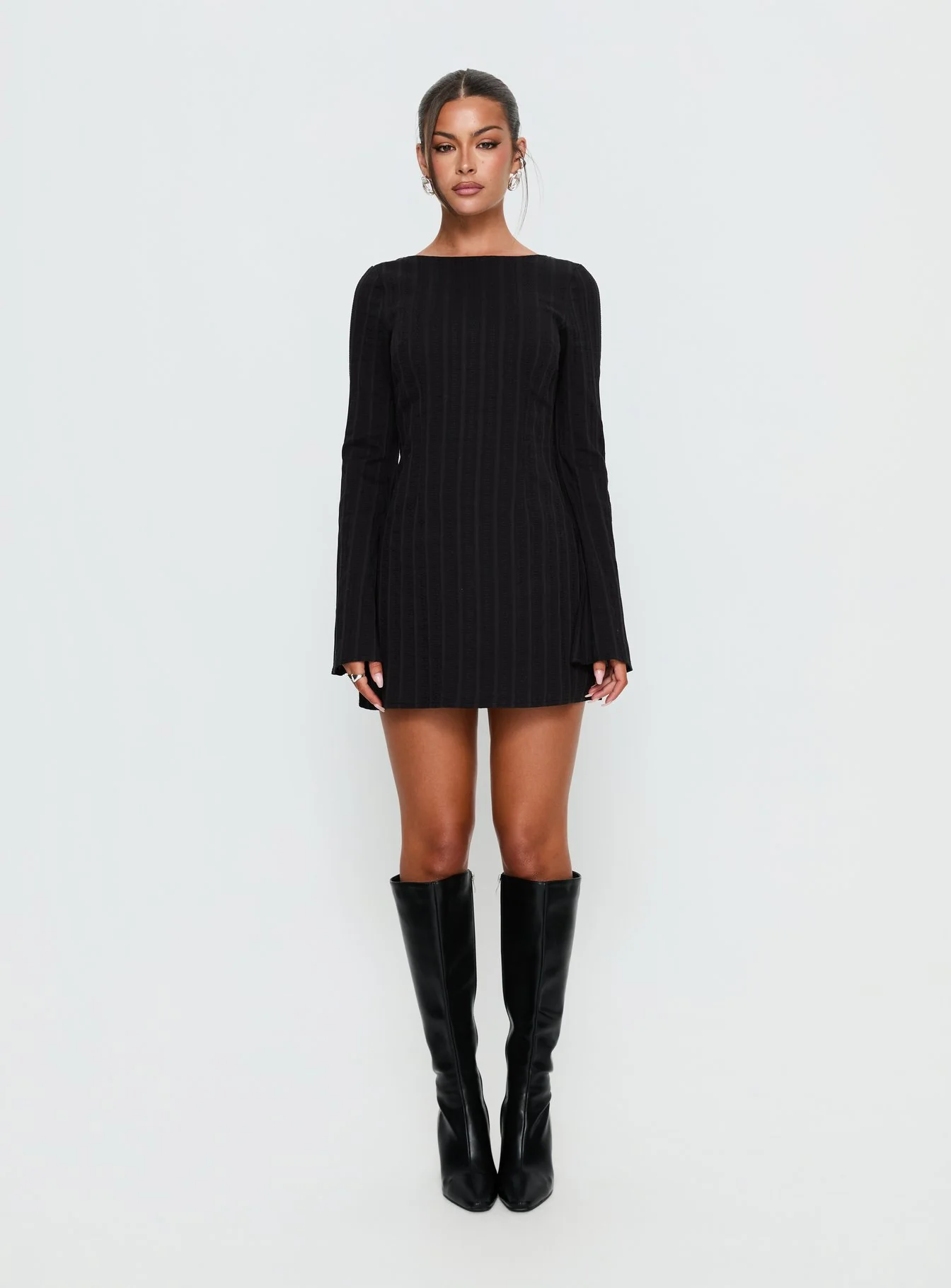 Alfalfa Long Sleeve Mini Dress Black - Image 6
