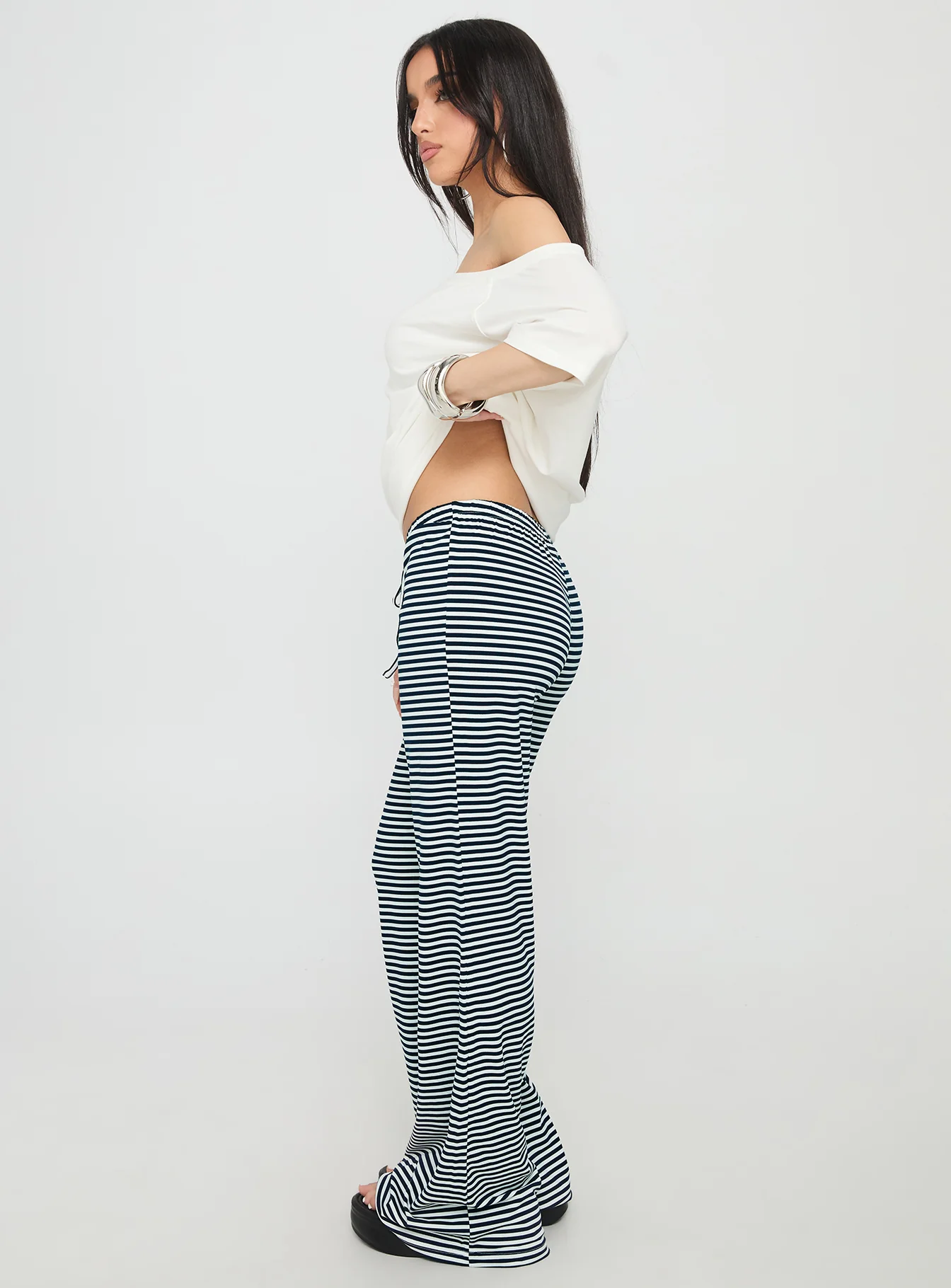 Alfreda Jersey Pants Navy Stripe - Image 4