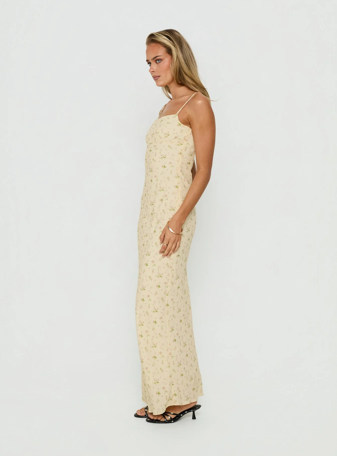 Alliza Square Neck Maxi Dress Yellow Floral - Image 3