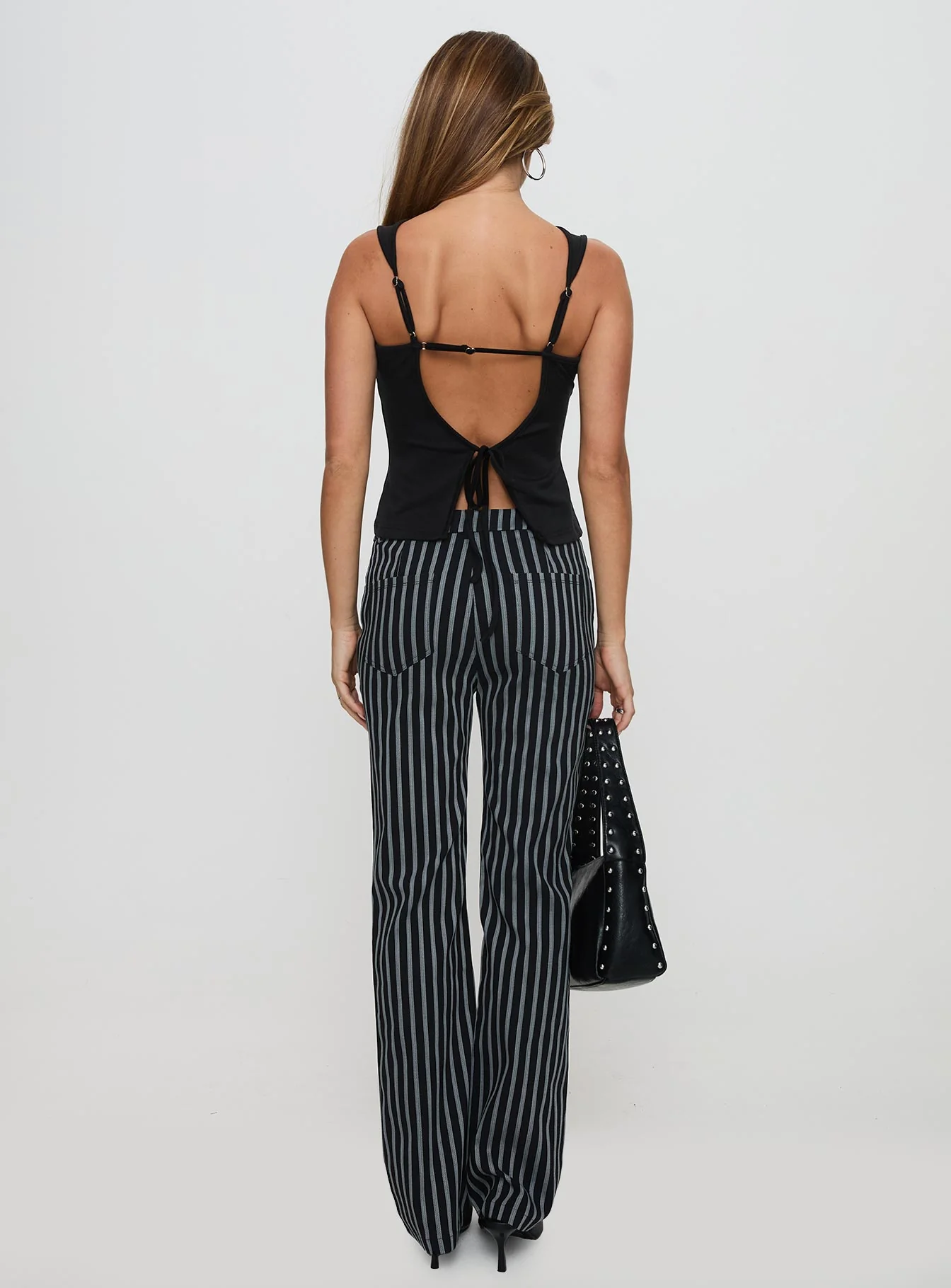 Allude Low Waist Pinstripe Pant Black - Image 5
