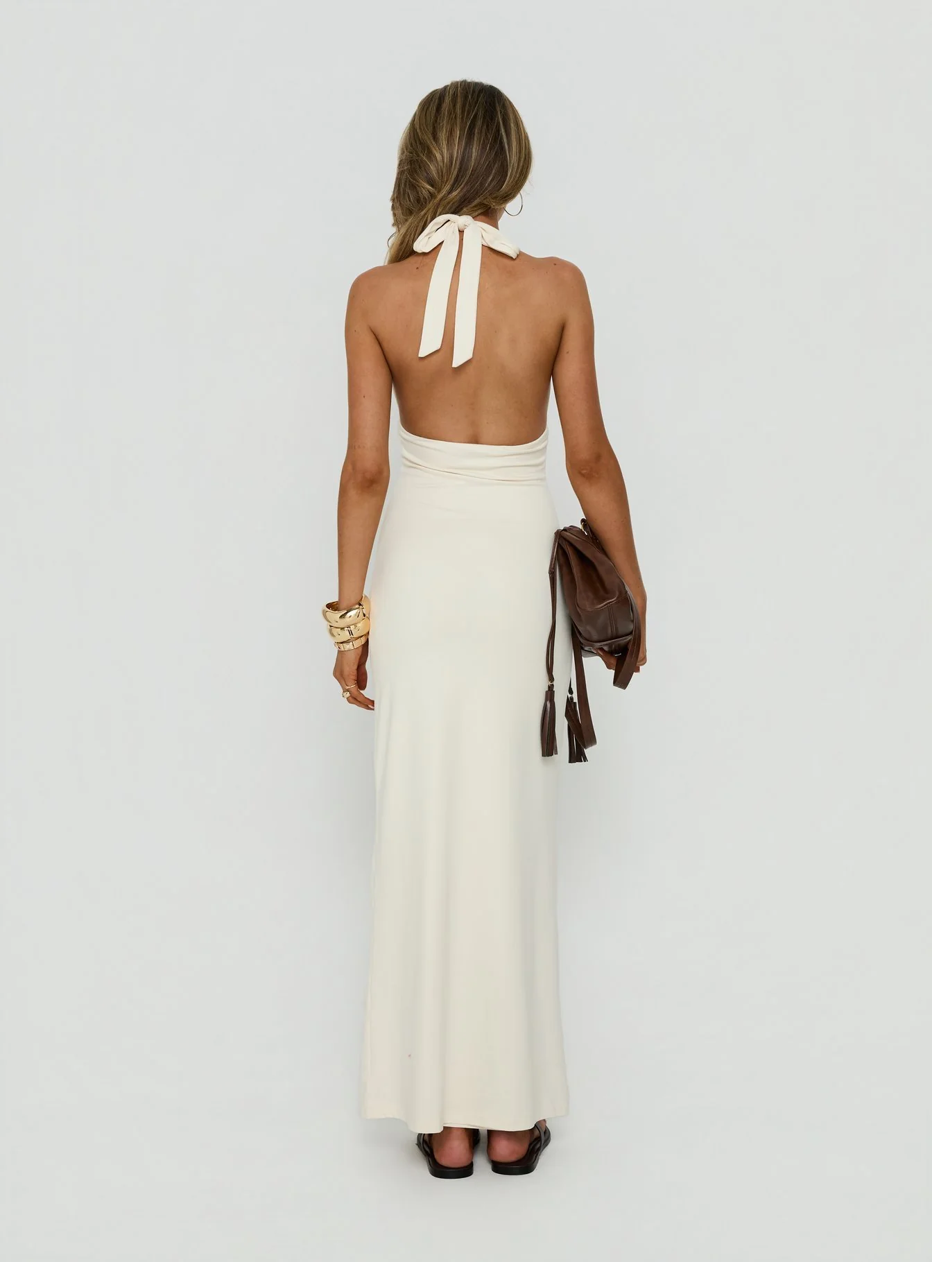 Almeria Lace Detail Halter Maxi Dress Butter - Image 5