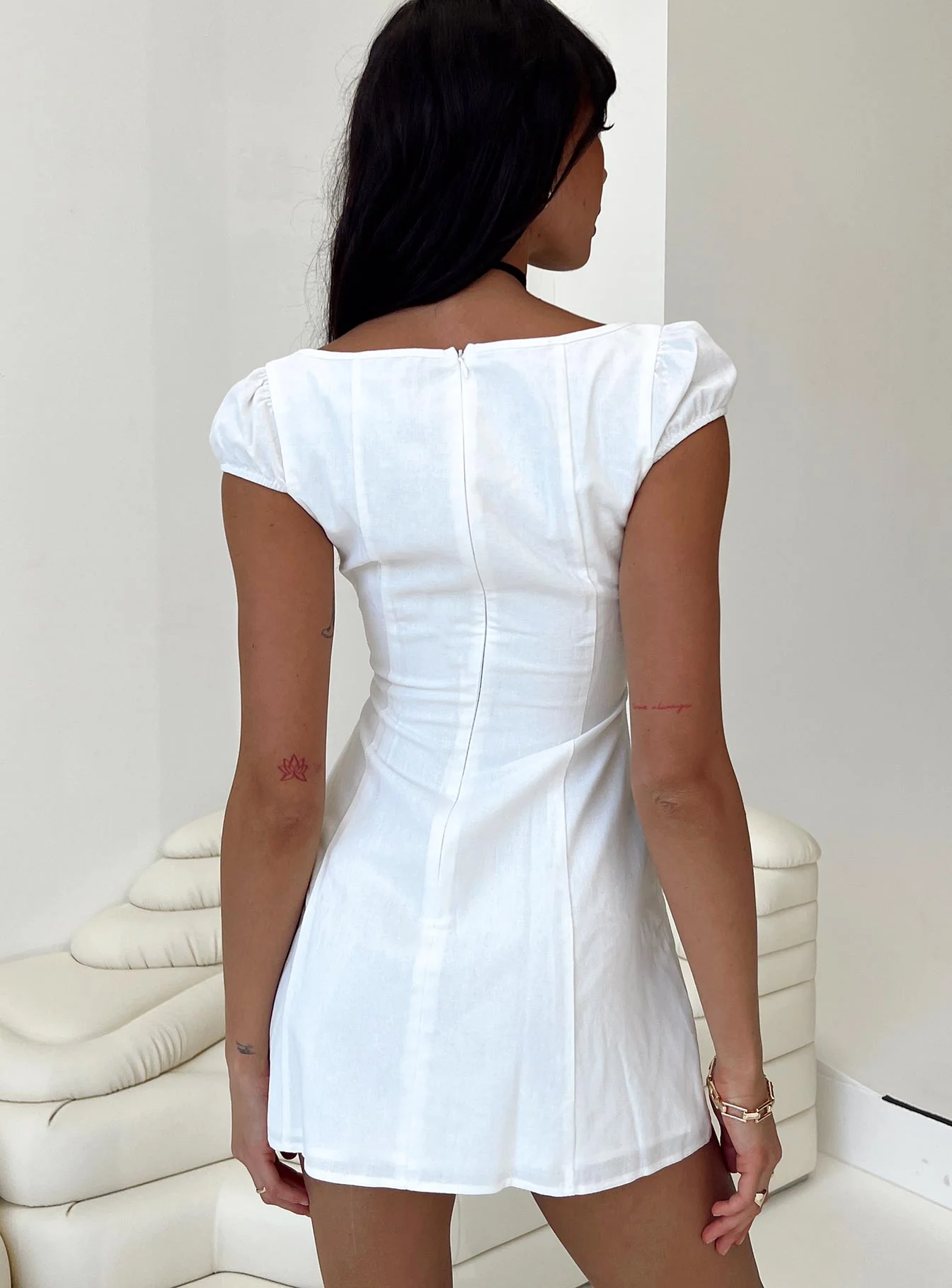 Alora Mini Dress White - Image 6