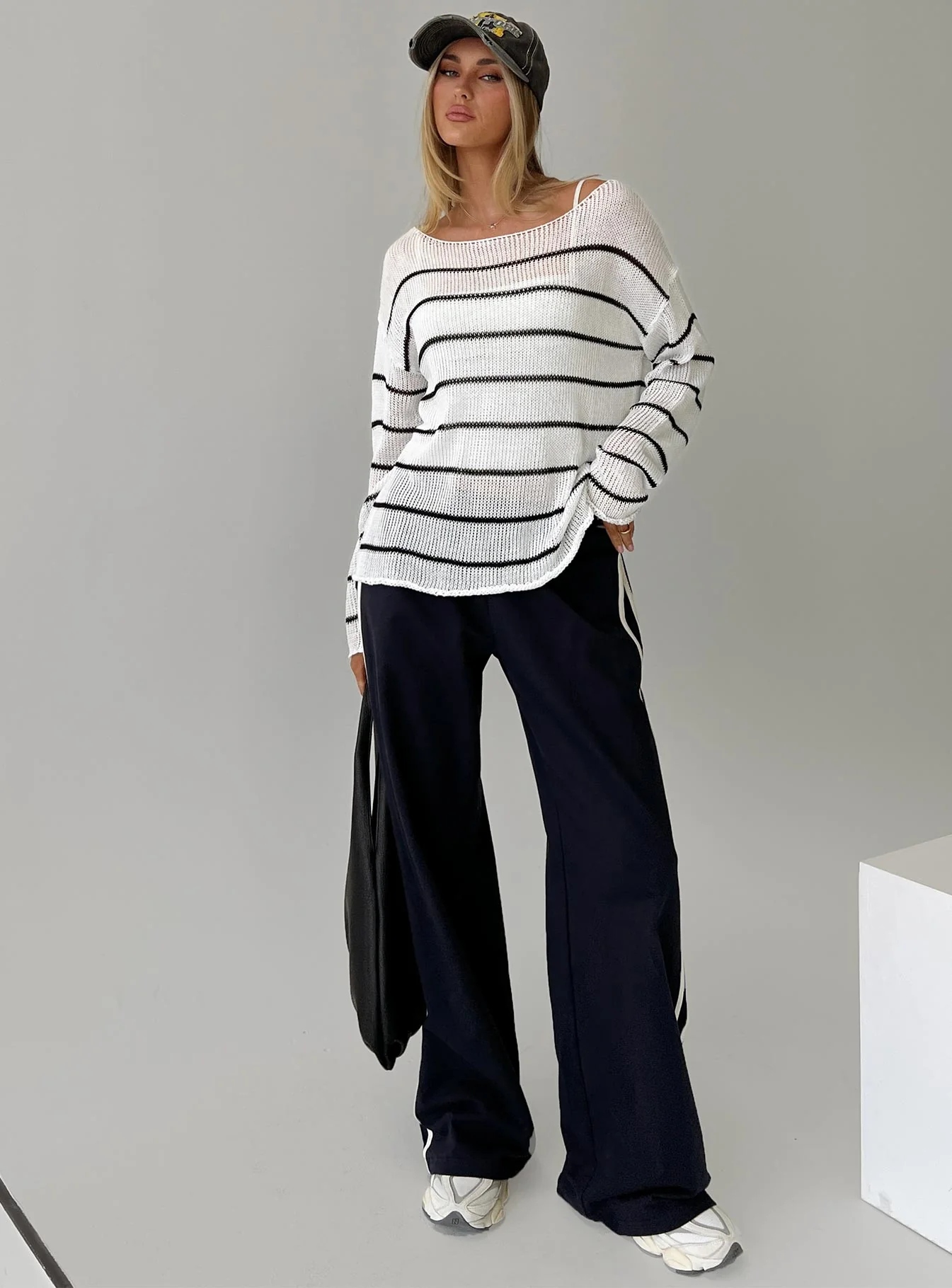 Alperton Knit Sweater Cream Stripe - Image 8