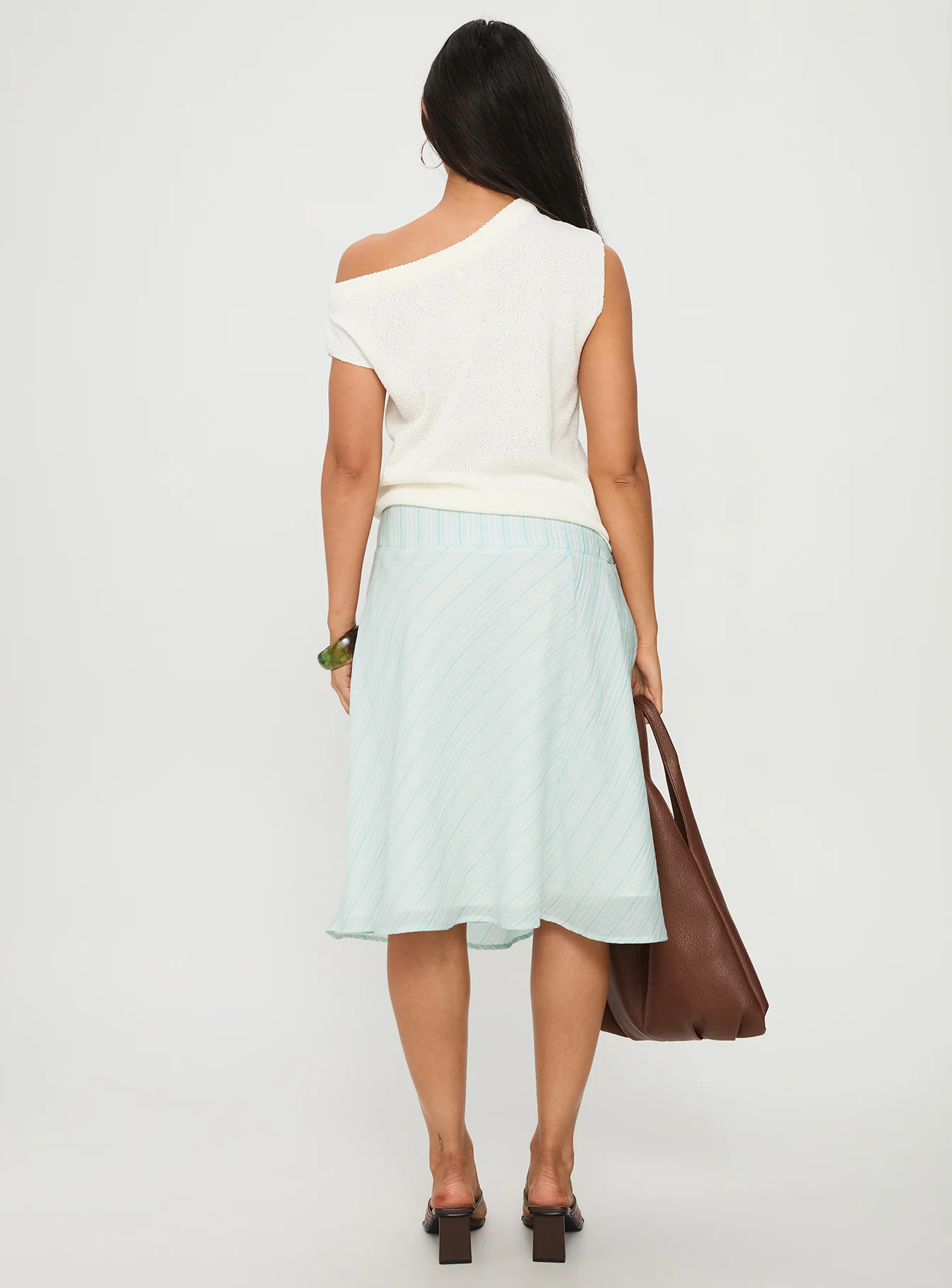 Alunara Midi Skirt Aqua Stripe - Image 5