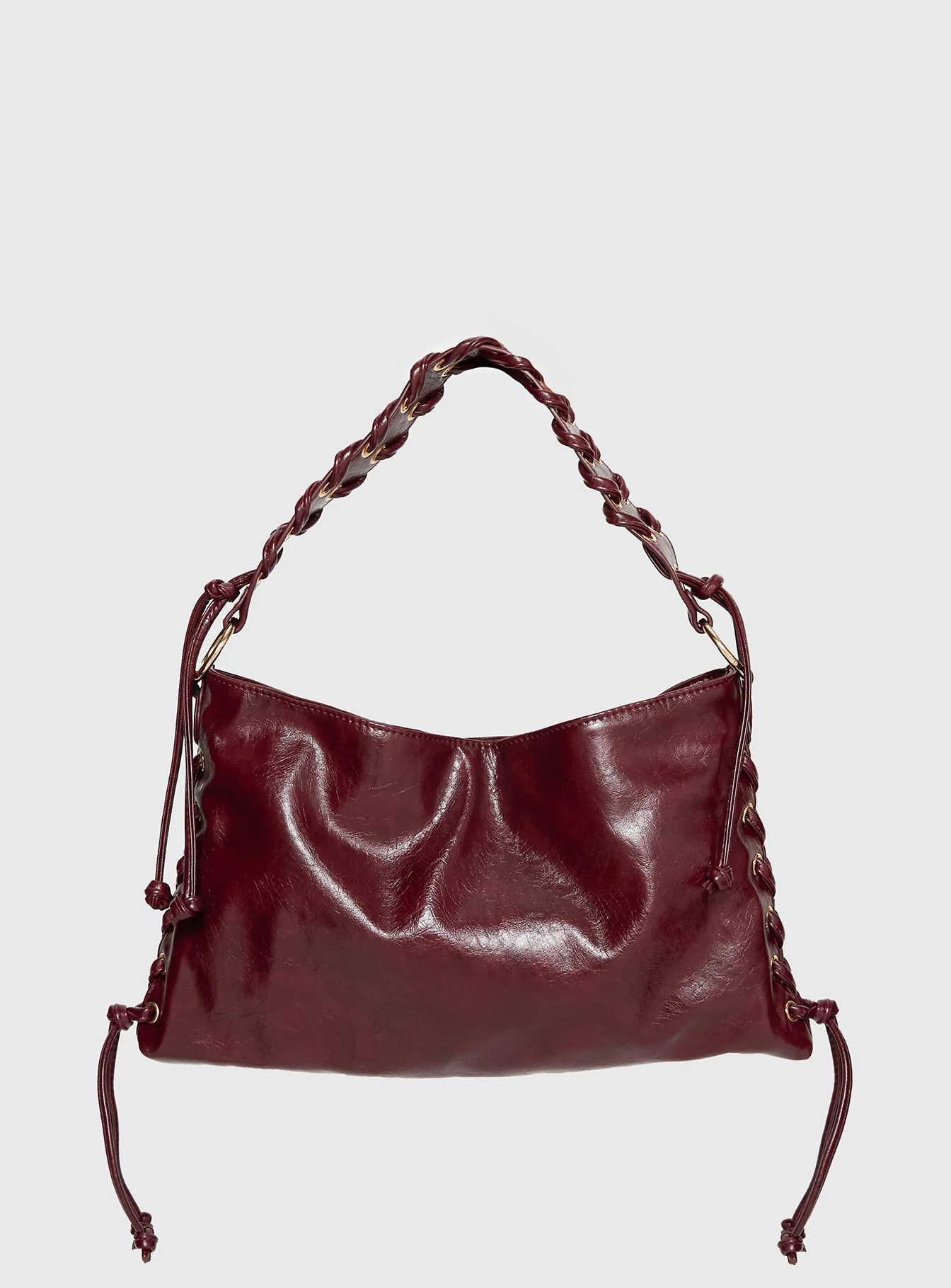 Amadea Tie Detail Shoulder Bag Burgundy - Image 4