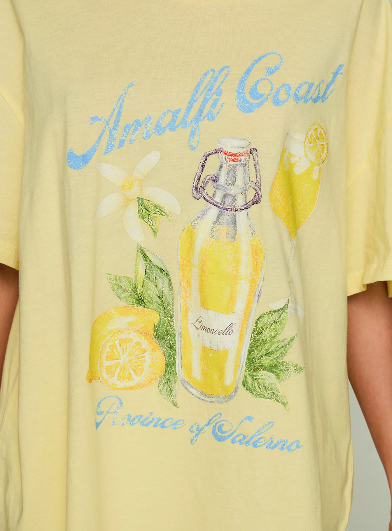 Amalfi Coast Oversized Graphic Tee Pastel Yellow - Image 6