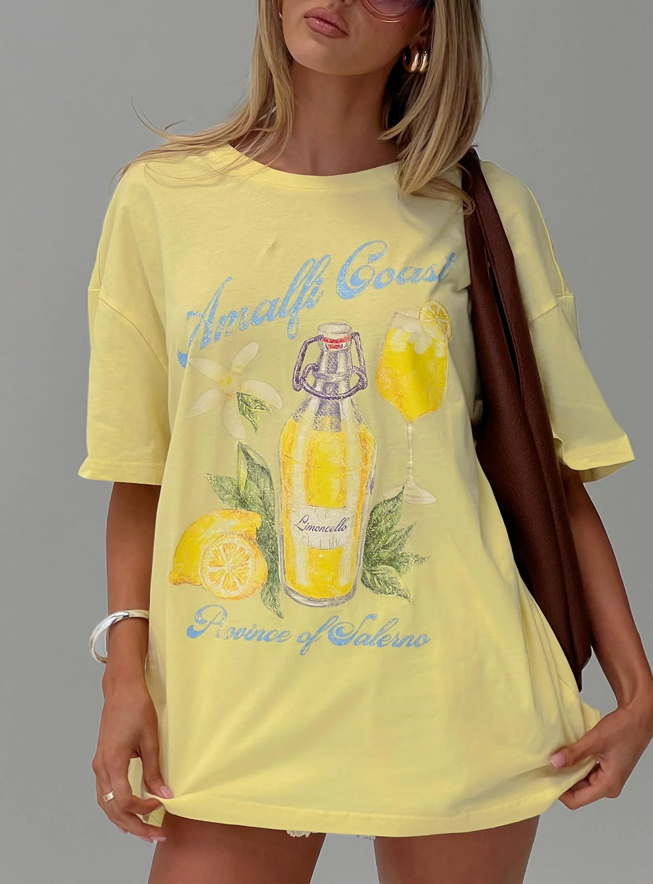 Amalfi Coast Oversized Graphic Tee Pastel Yellow - Image 8