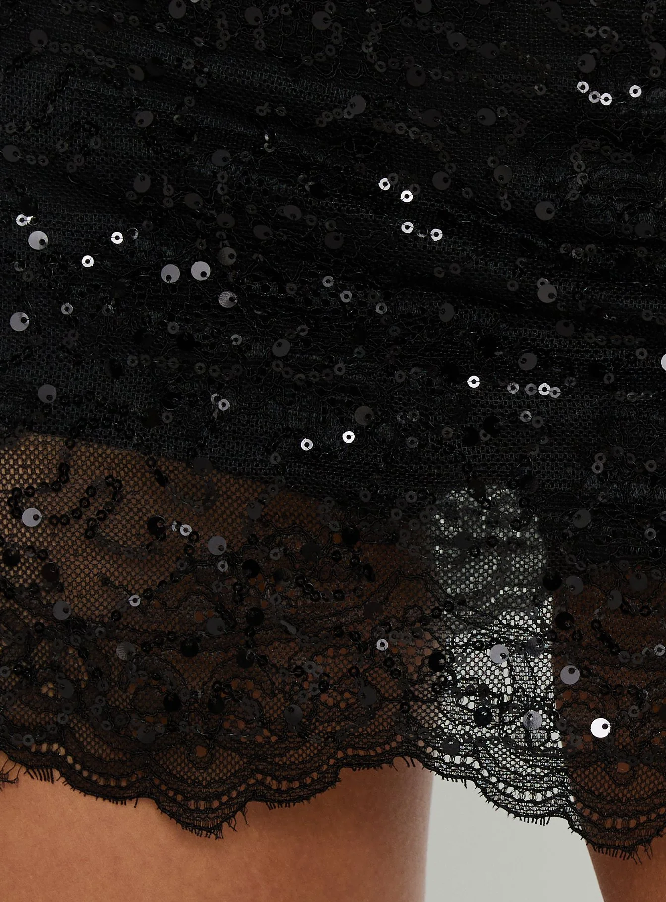 Ambrosa Sequin Lace Trim Mini Skort Black - Image 6