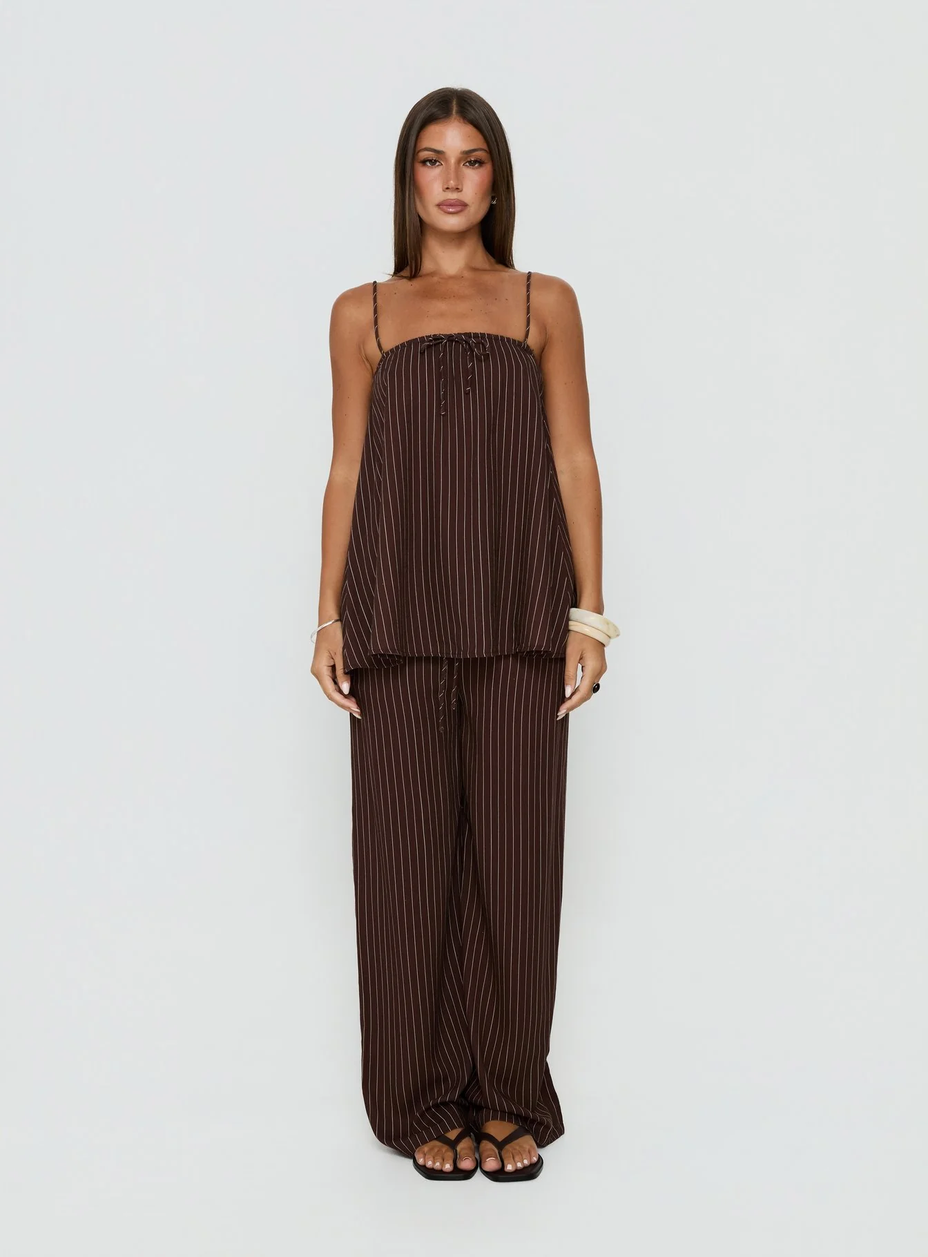 Amibella Boxy Cami Top Brown / Cream Stripe - Image 6