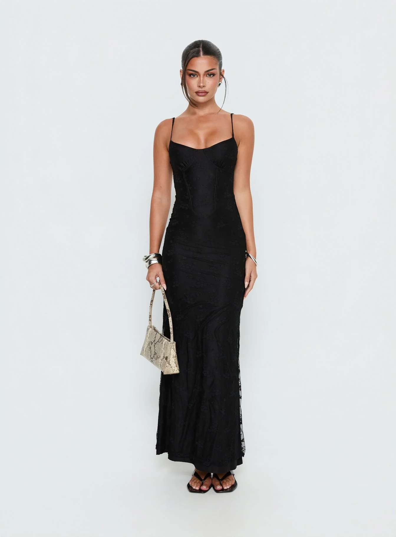 Amika Lace Maxi Dress Black - Image 6