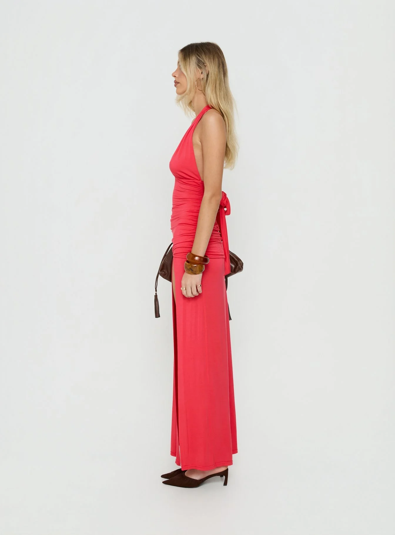 Anaisa Halter Jersey Maxi Dress Guava - Image 3
