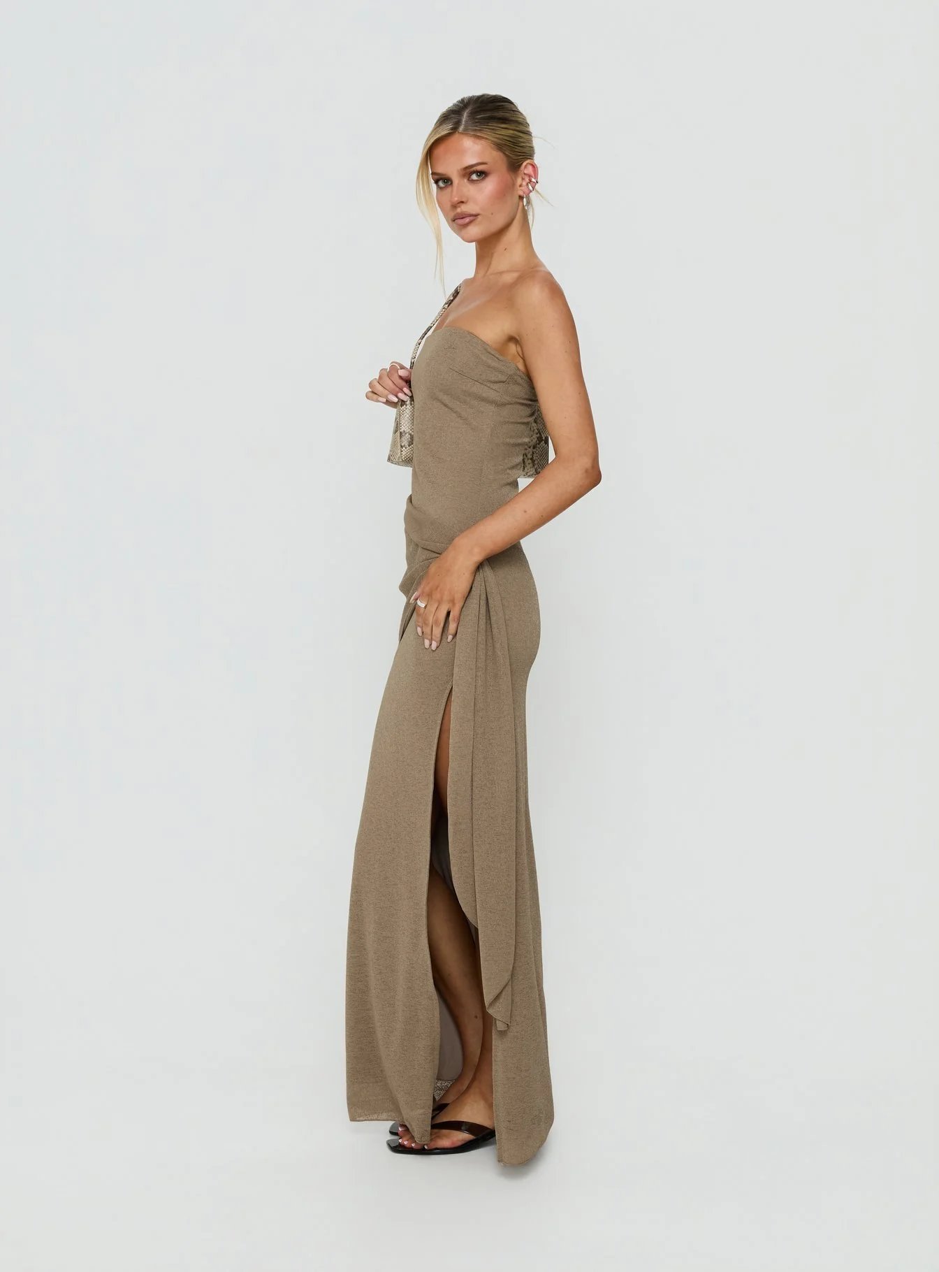 Analeah Strapless Maxi Dress Brown - Image 3