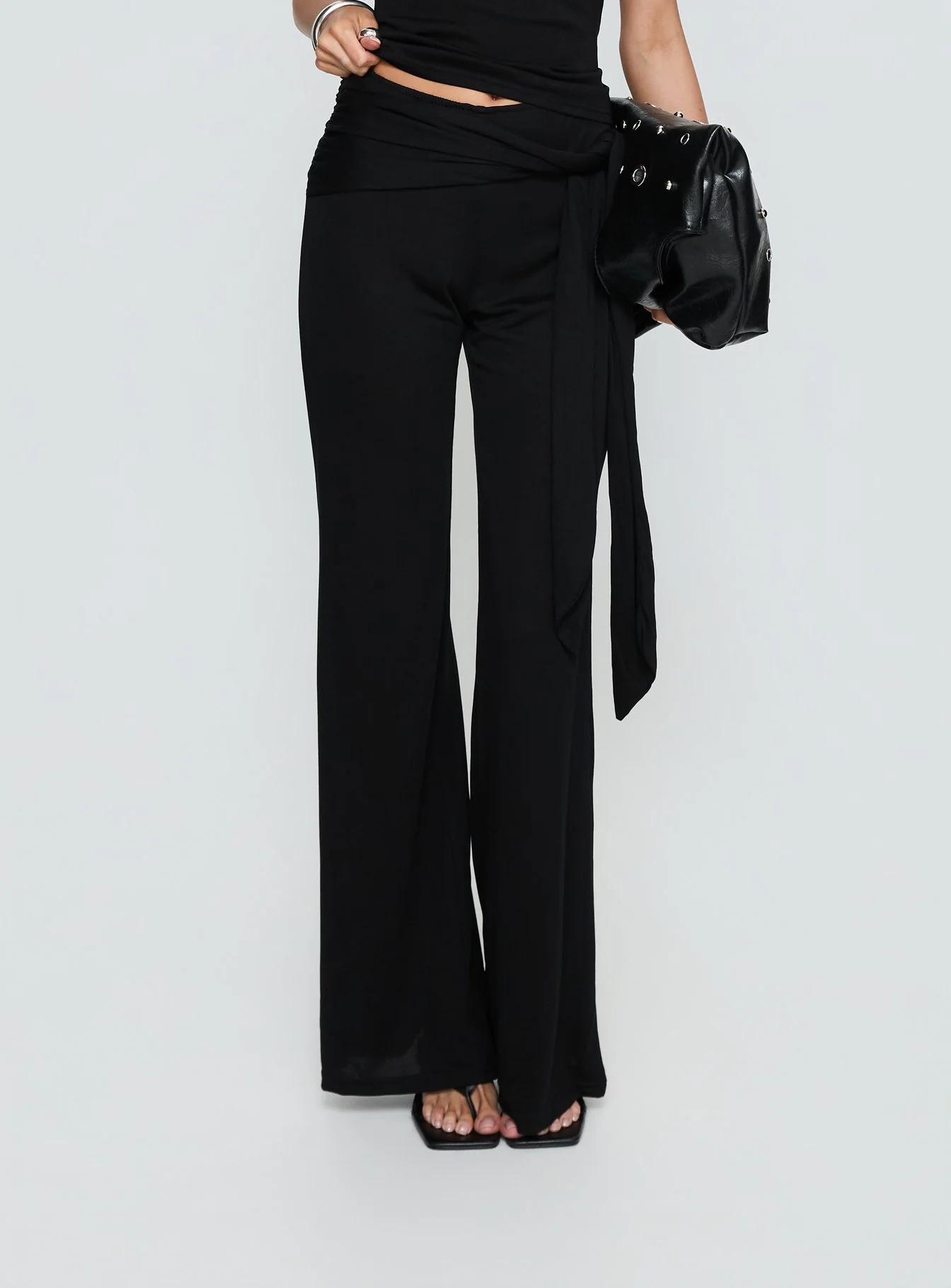 Katiana Wrap Jersey Pants Black - Image 2