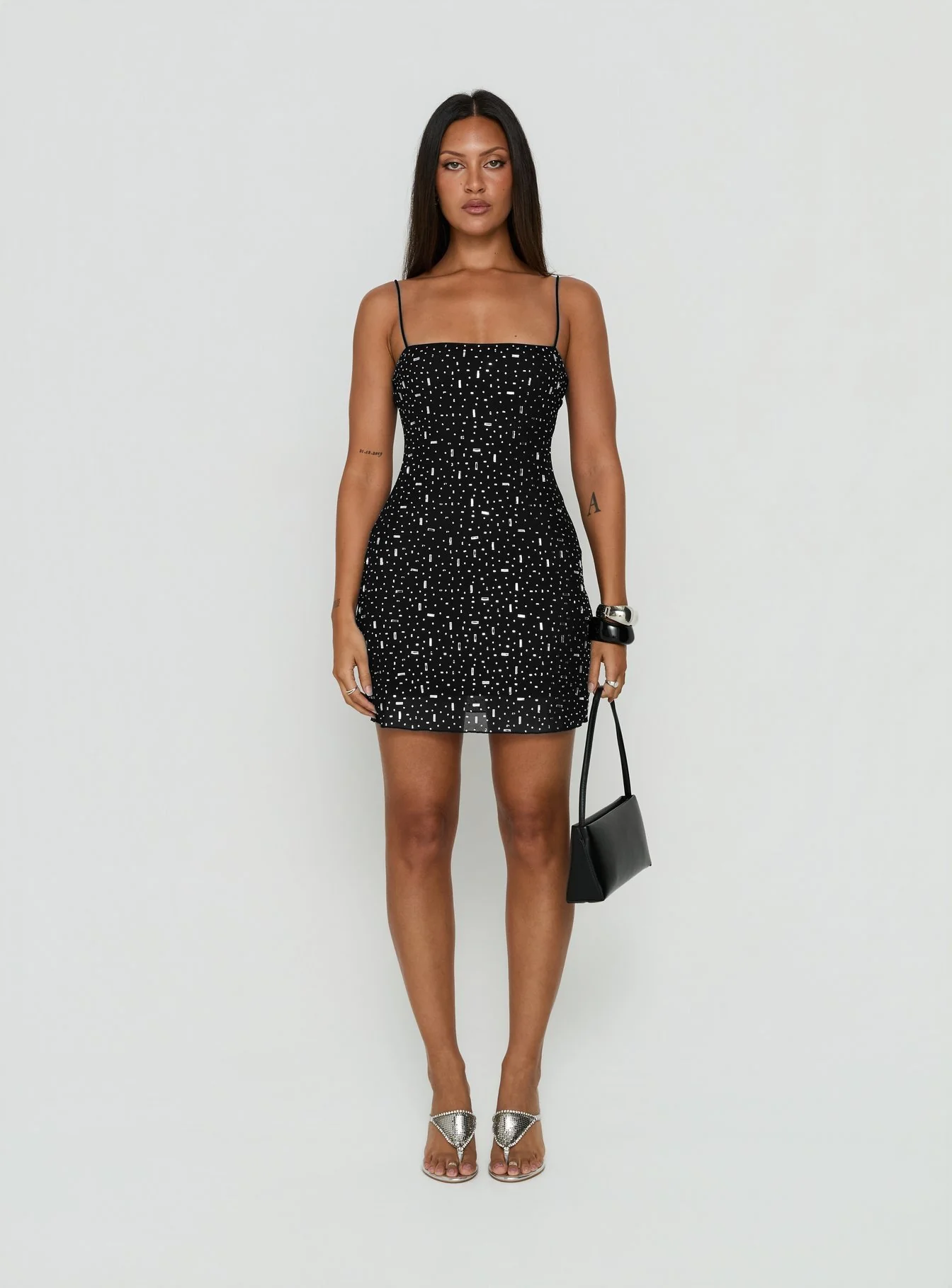 Anestassia Embellished Mini Dress Black - Image 7