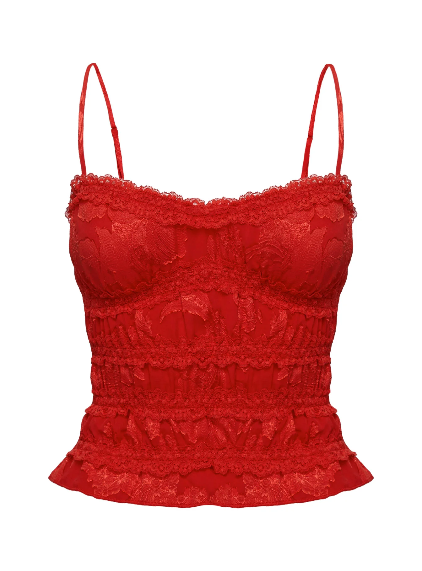 Angelie Jacquard Ruched Top Red - Image 5