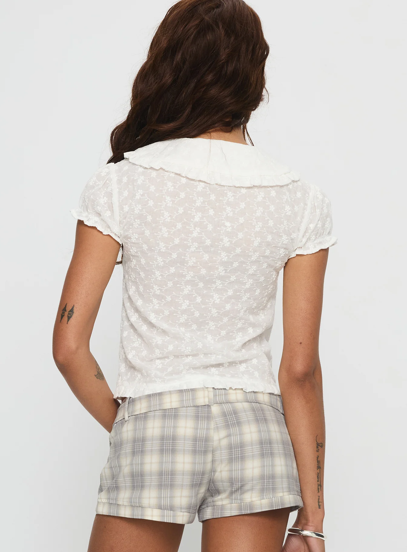 Angellika Oversized Collar Button Up Top White - Image 5