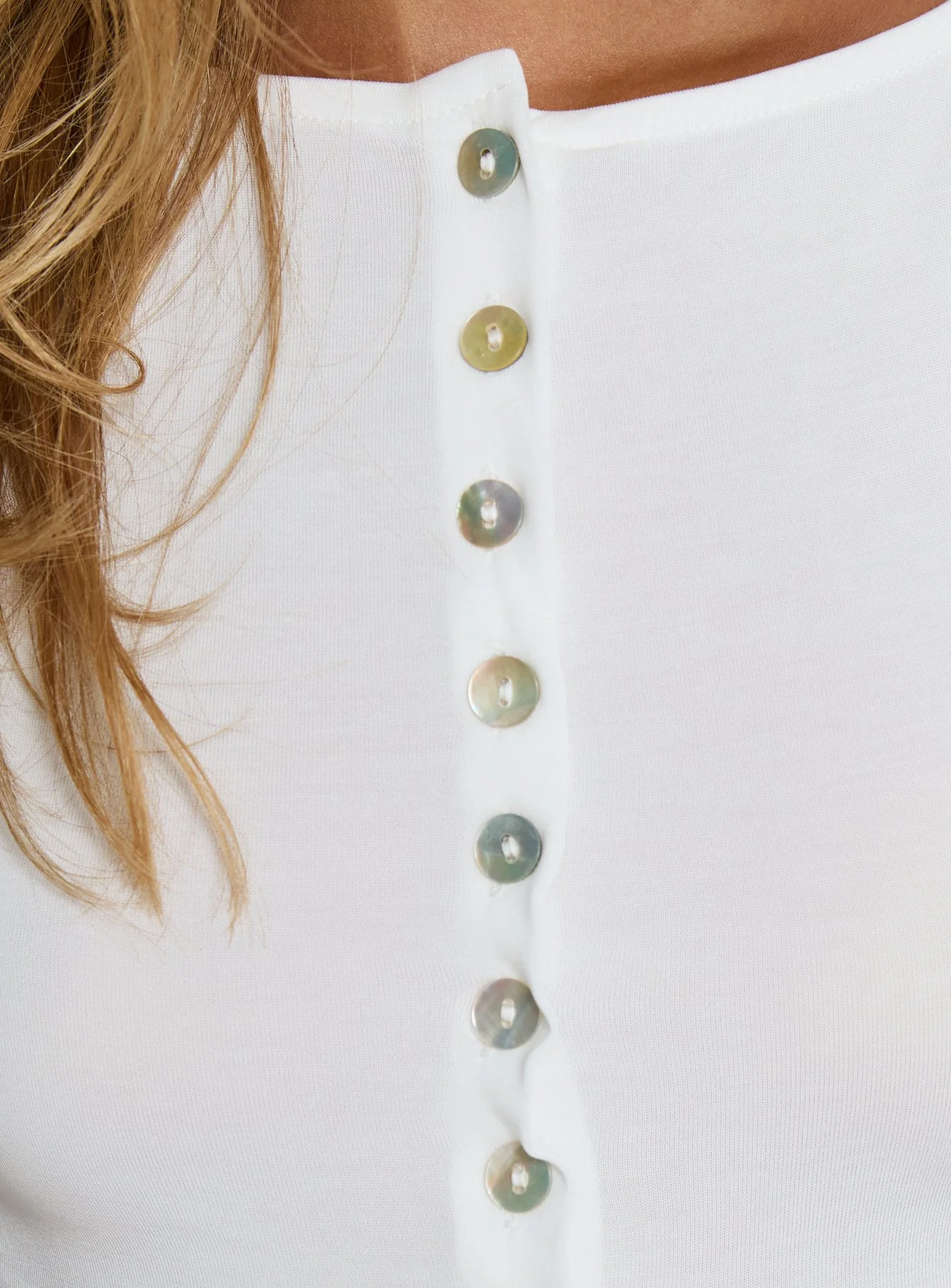 Angellina Jersey Button Down Top White - Image 6