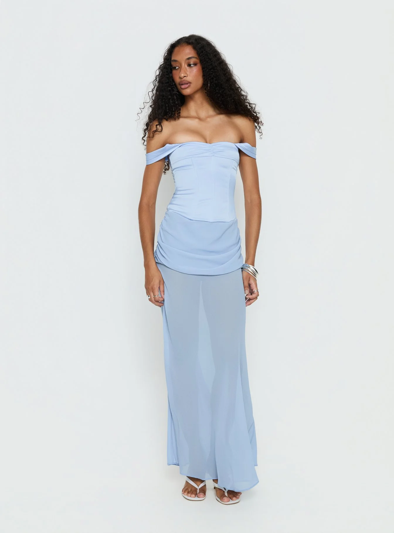 Angiola Corset Off Shoulder Maxi Dress Blue - Image 3