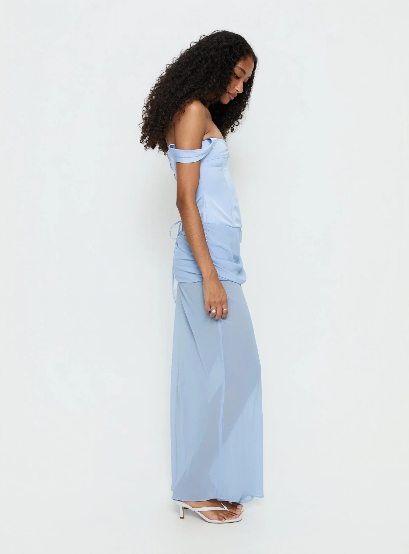 Angiola Corset Off Shoulder Maxi Dress Blue - Image 4