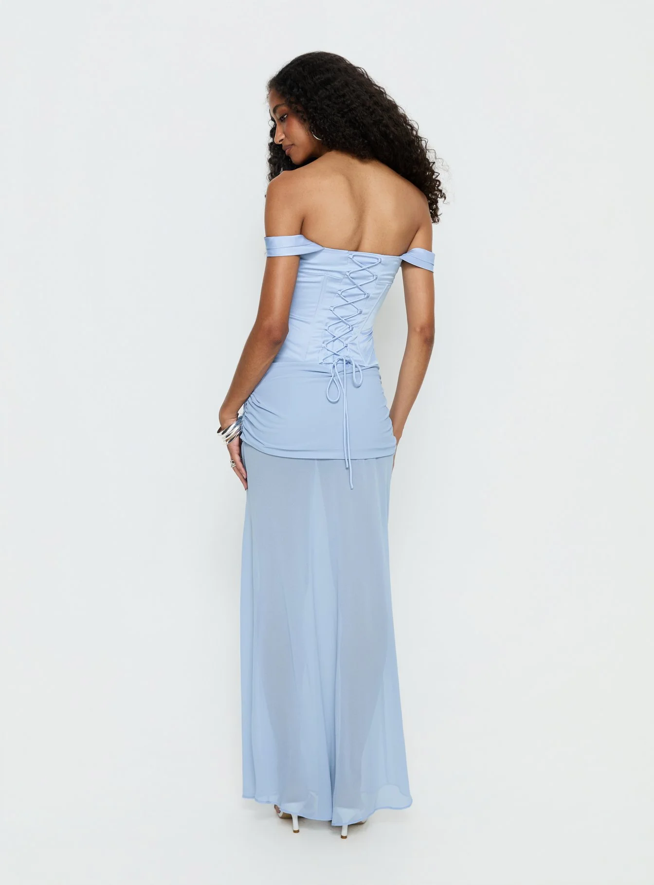 Angiola Corset Off Shoulder Maxi Dress Blue - Image 5