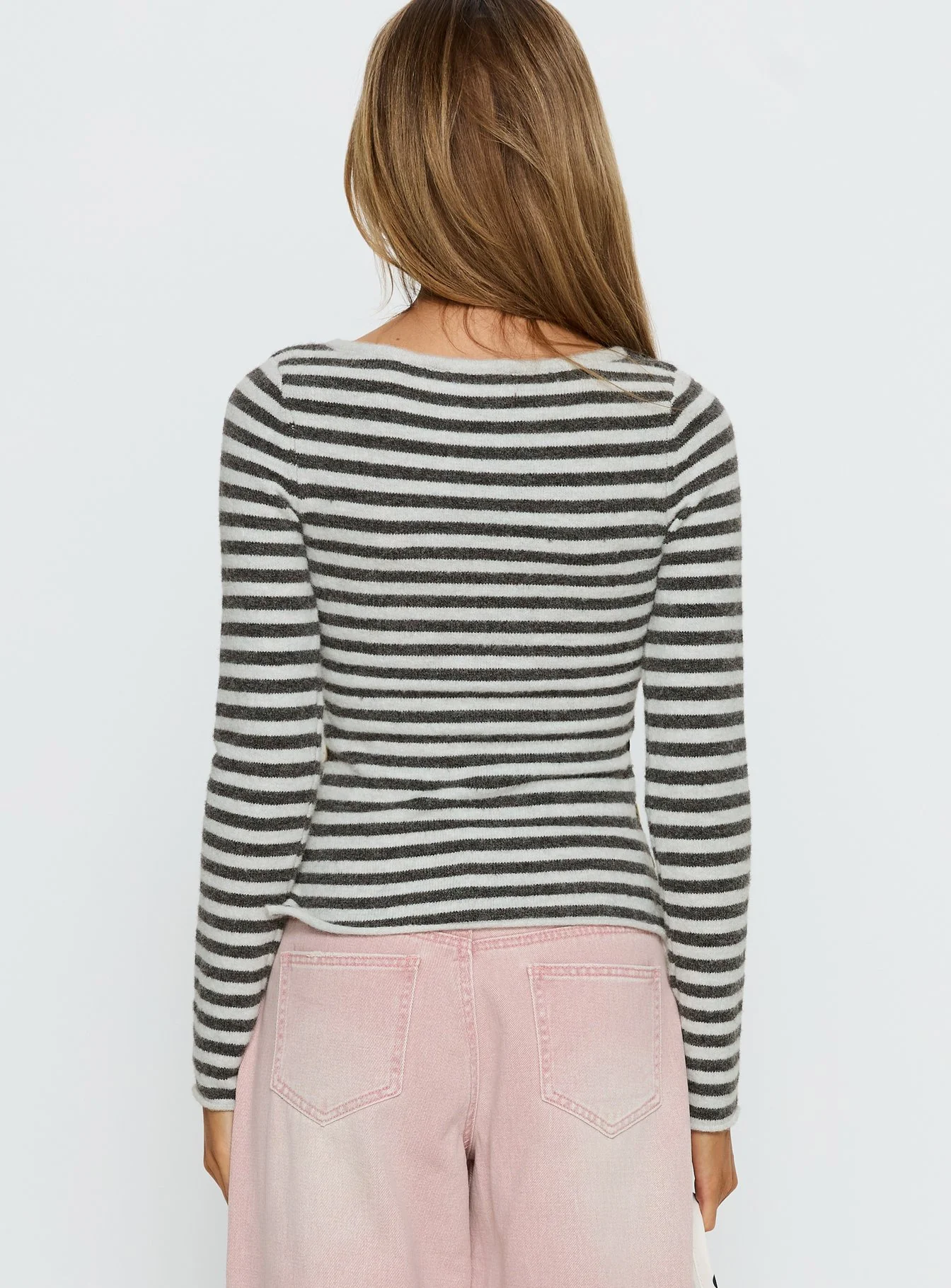 Annalyse Long Sleeve Button Detail Top Stripe - Image 5
