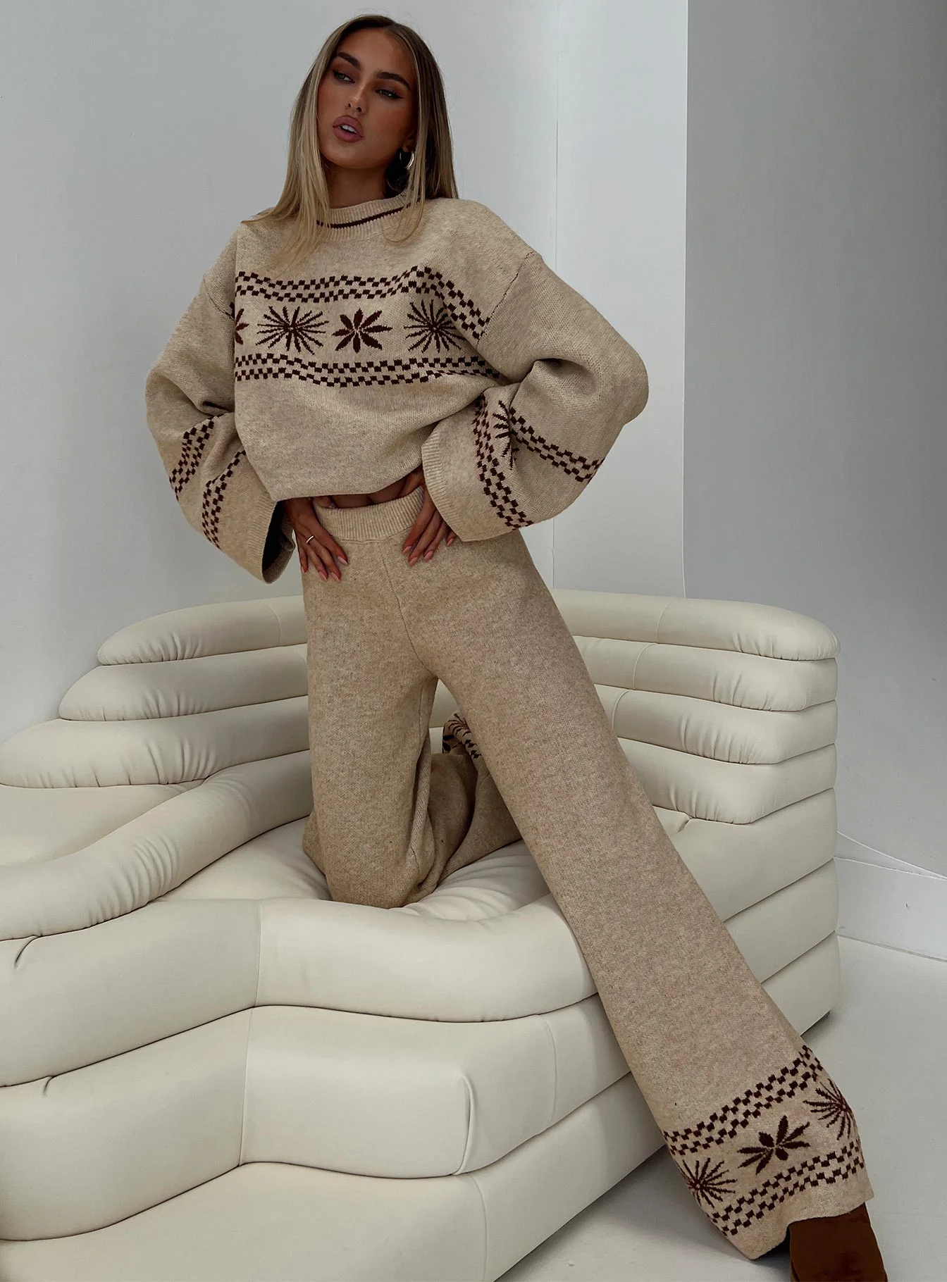 Anok Star Pants Brown / Cream - Image 8