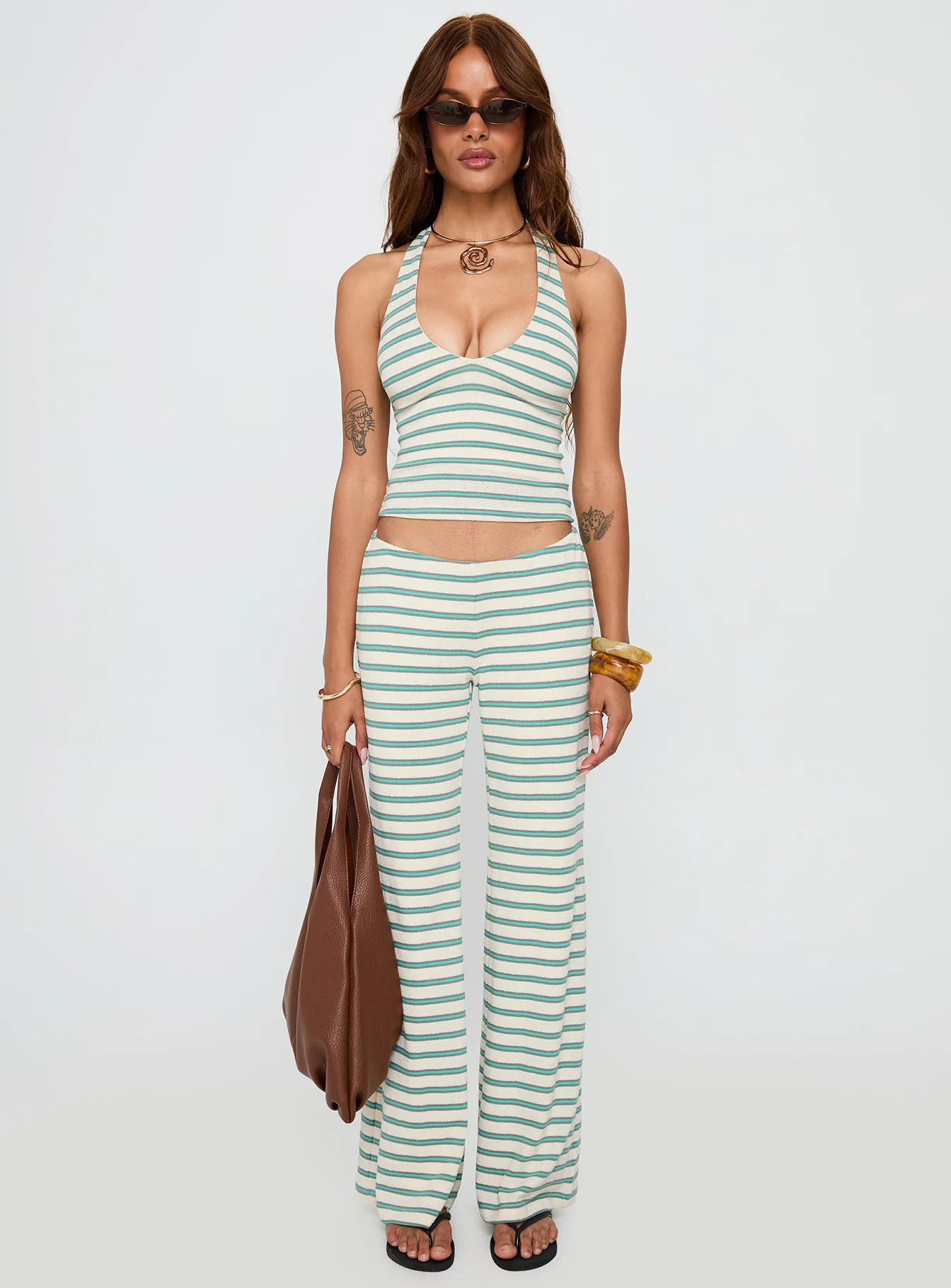 Anora Halter Wide Leg Set Blue / White Stripe - Image 7